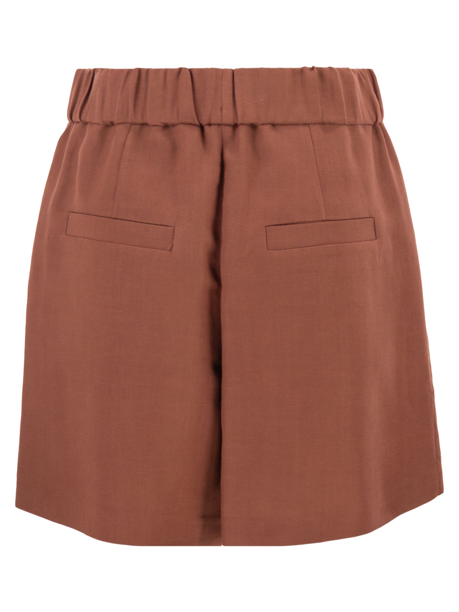 Brunello Cucinelli Women Baggy Shorts In Fluid Viscose And Linen Twill BRUNELLO CUCINELLI