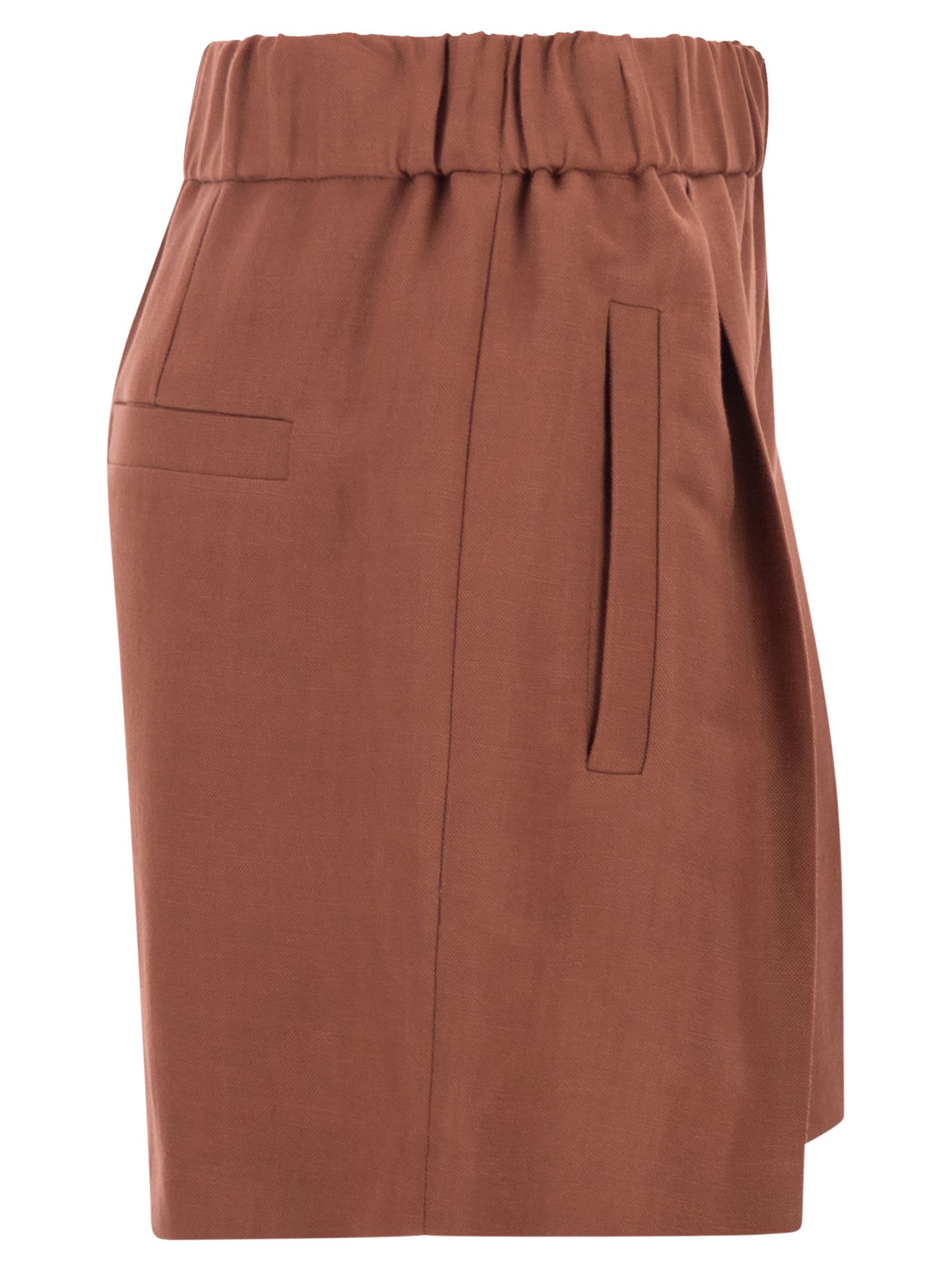Brunello Cucinelli Women Baggy Shorts In Fluid Viscose And Linen Twill BRUNELLO CUCINELLI