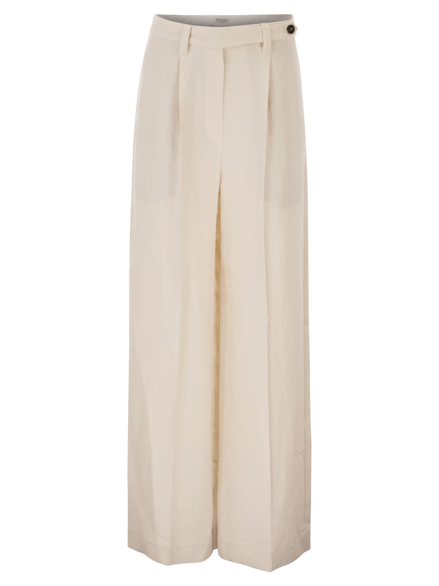 Brunello Cucinelli Women Tailored Trousers In Fluid Viscose And Linen Twill With Double Pleats BRUNELLO CUCINELLI