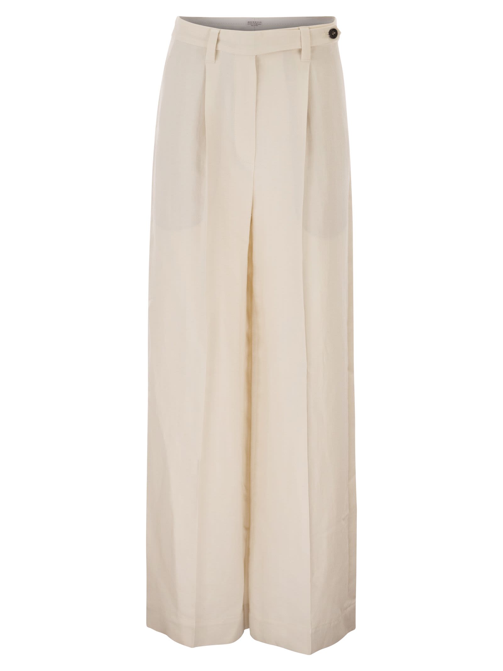 Brunello Cucinelli Women Tailored Trousers In Fluid Viscose And Linen Twill With Double Pleats BRUNELLO CUCINELLI