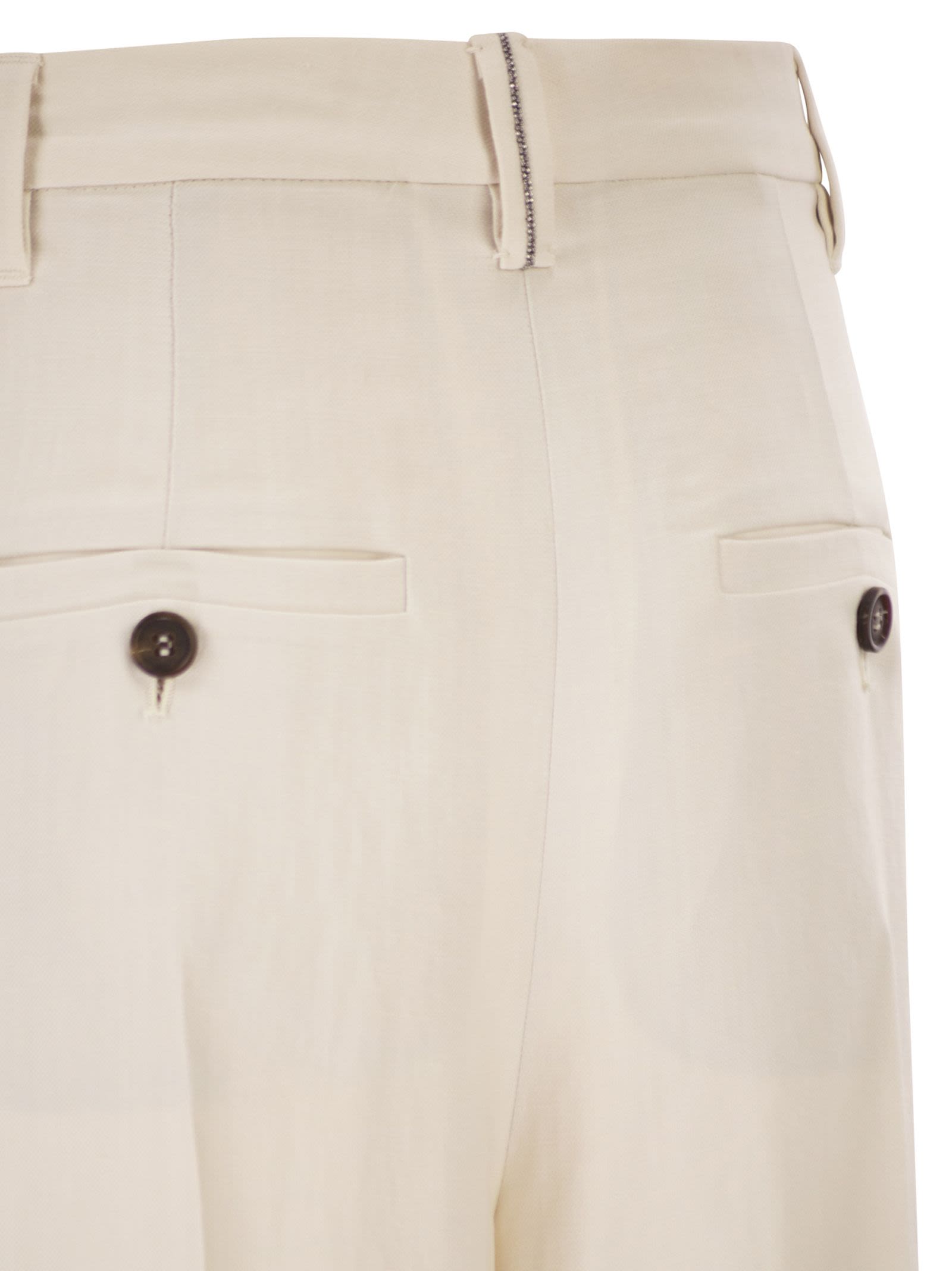 Brunello Cucinelli Women Tailored Trousers In Fluid Viscose And Linen Twill With Double Pleats BRUNELLO CUCINELLI