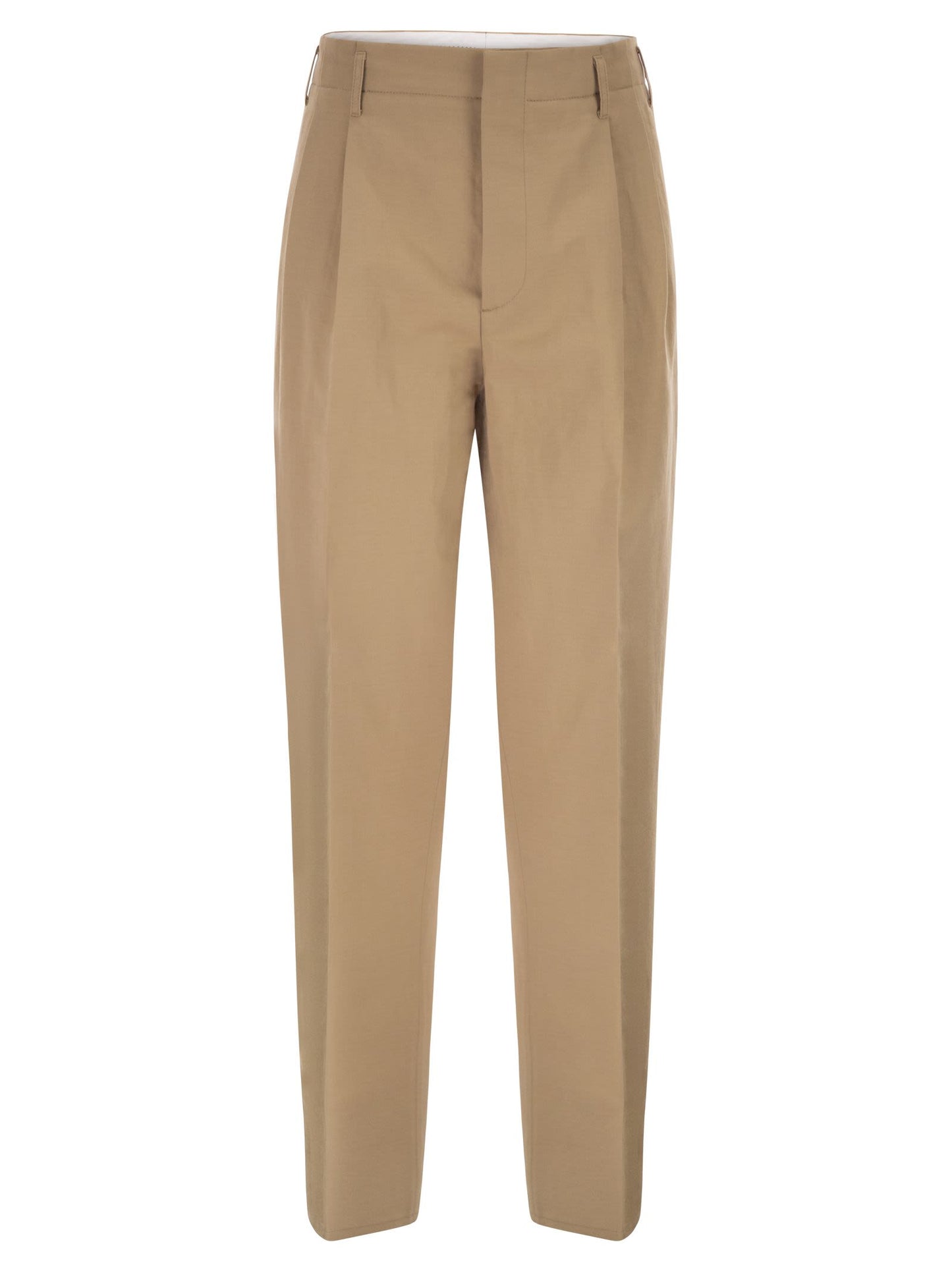 Brunello Cucinelli Men Tailored Trousers In Cotton And Linen With Pleats BRUNELLO CUCINELLI