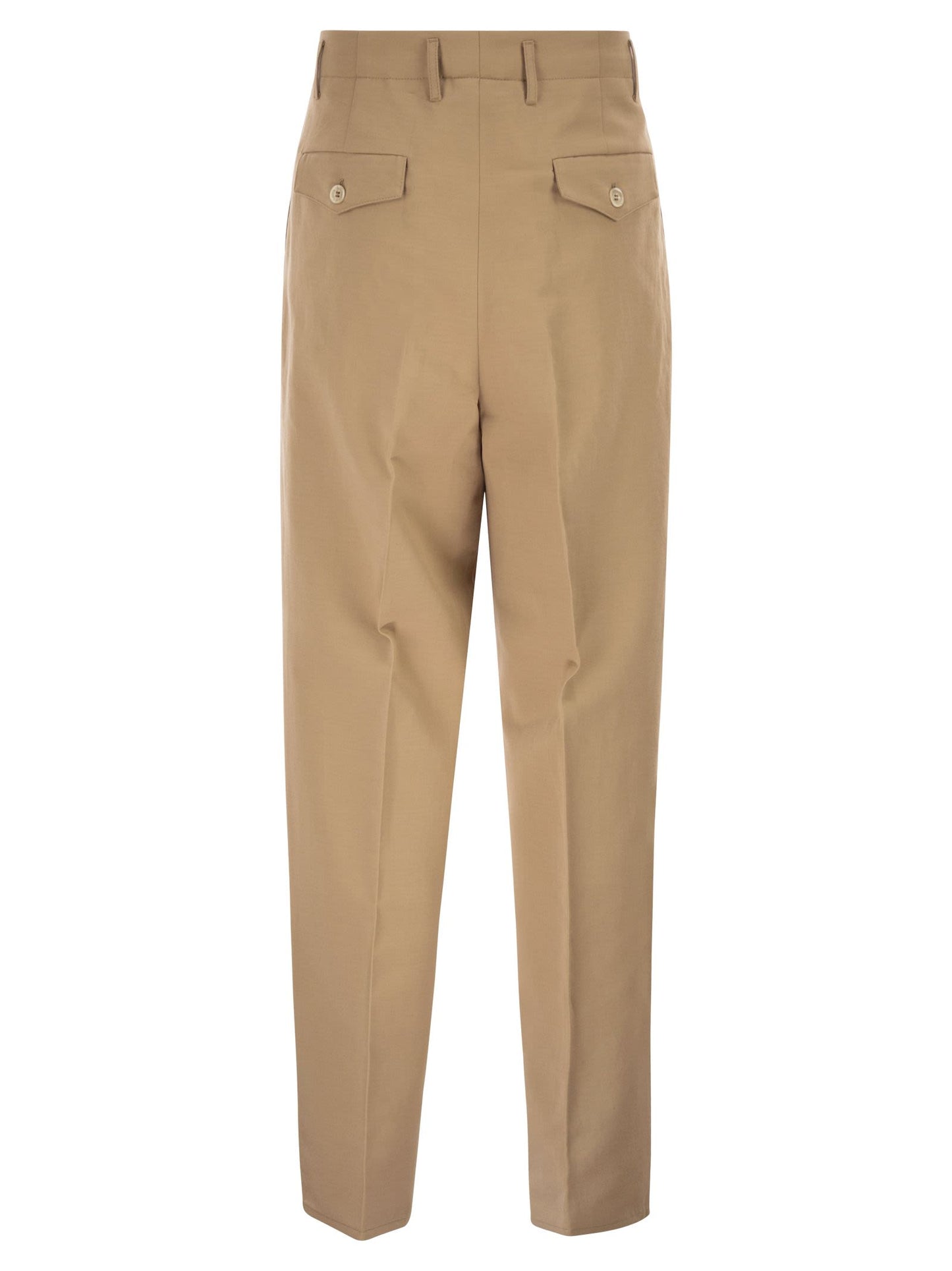 Brunello Cucinelli Men Tailored Trousers In Cotton And Linen With Pleats BRUNELLO CUCINELLI