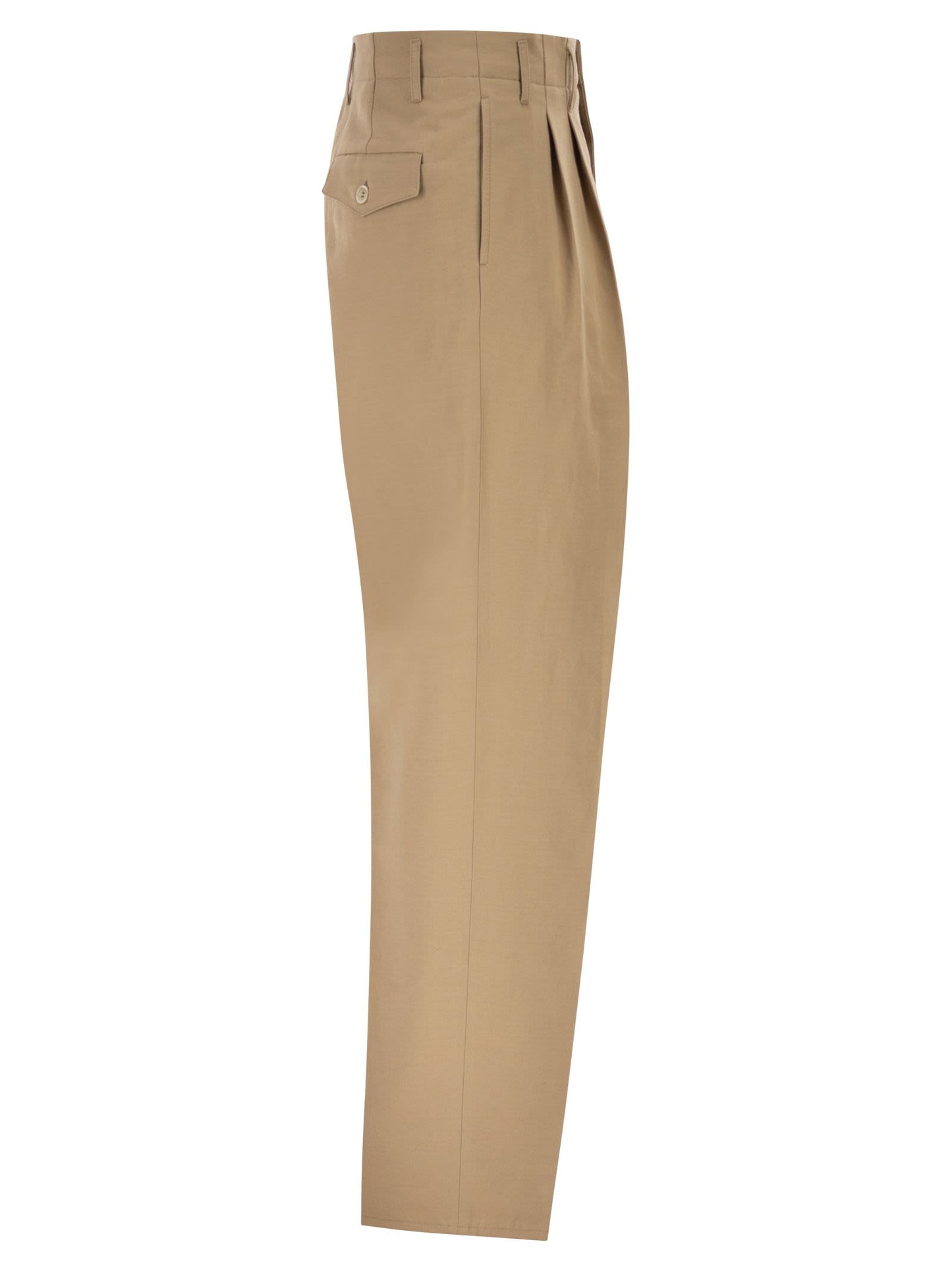 Brunello Cucinelli Men Tailored Trousers In Cotton And Linen With Pleats BRUNELLO CUCINELLI