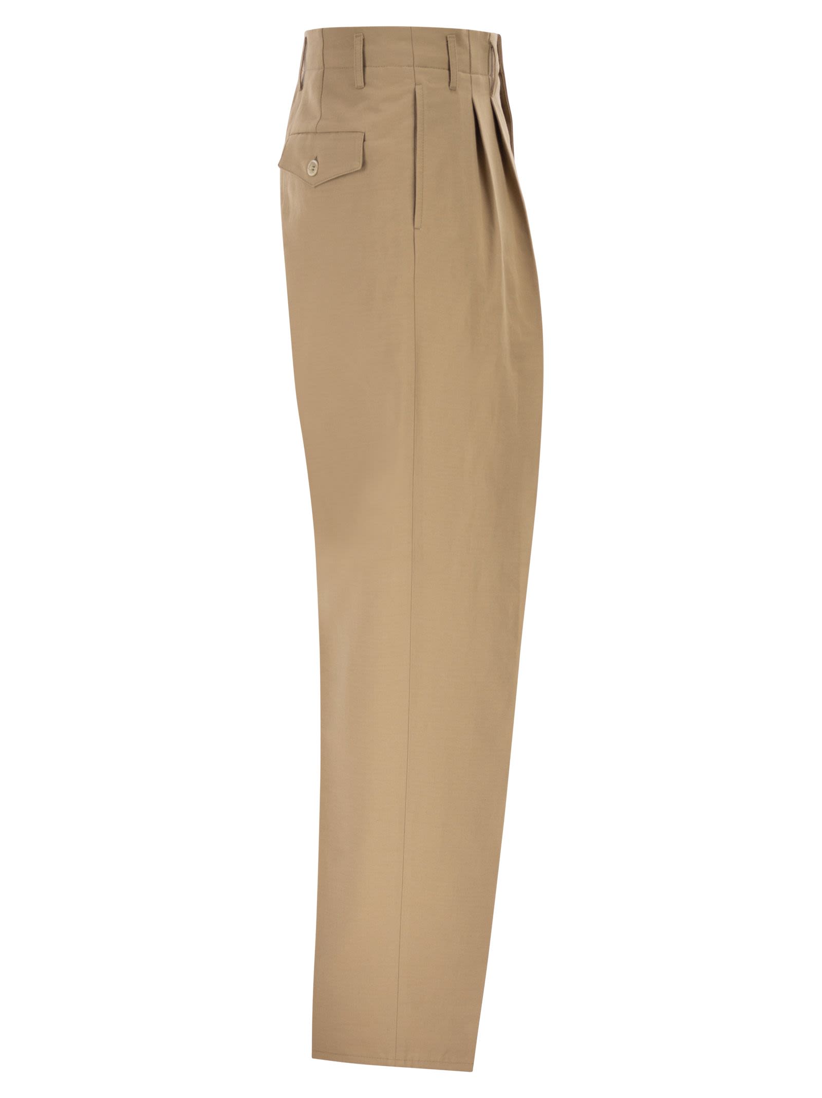 Brunello Cucinelli Men Tailored Trousers In Cotton And Linen With Pleats BRUNELLO CUCINELLI