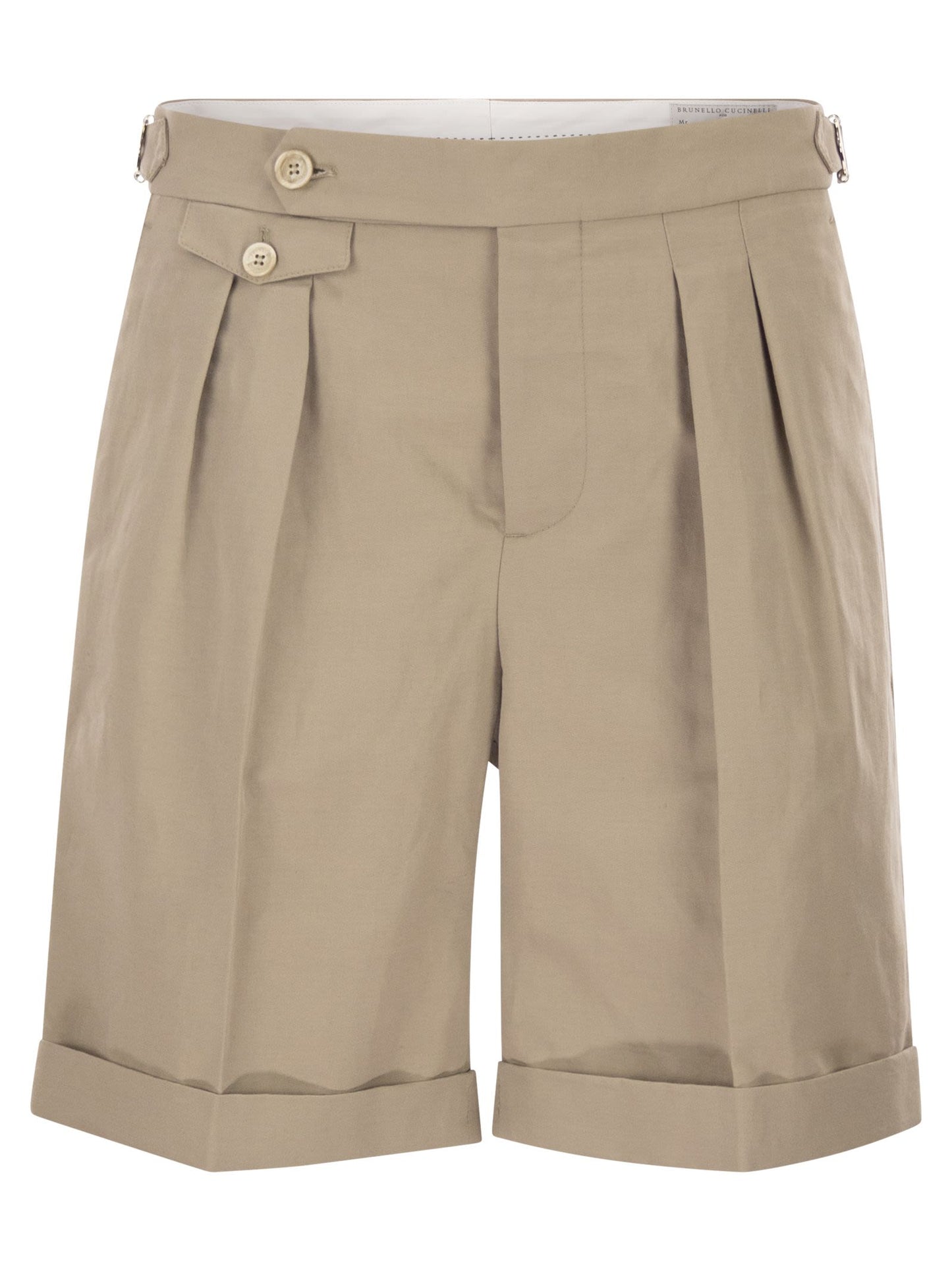 Brunello Cucinelli Men Cotton And Linen Panama Bermuda Shorts BRUNELLO CUCINELLI