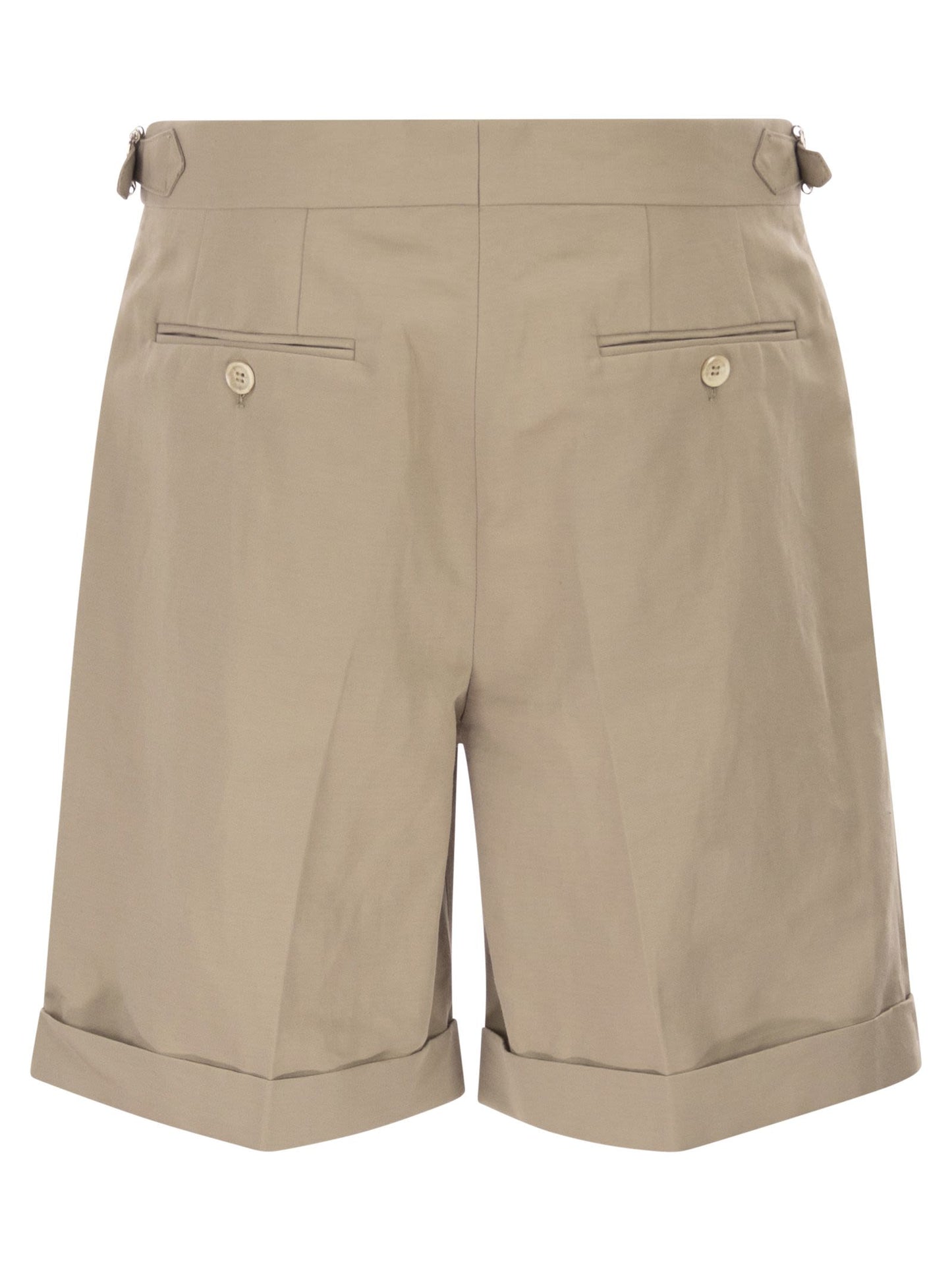 Brunello Cucinelli Men Cotton And Linen Panama Bermuda Shorts BRUNELLO CUCINELLI