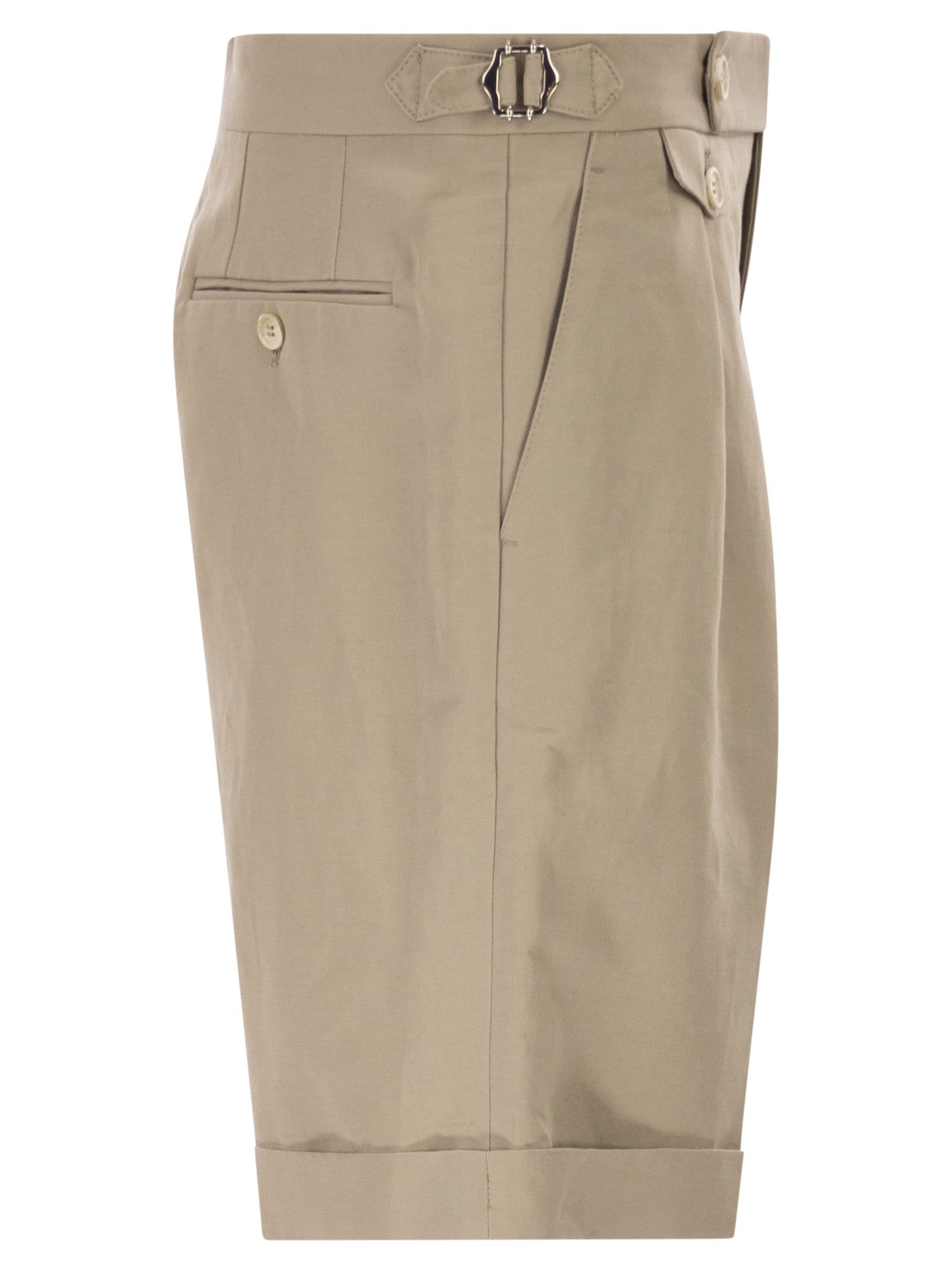 Brunello Cucinelli Men Cotton And Linen Panama Bermuda Shorts BRUNELLO CUCINELLI