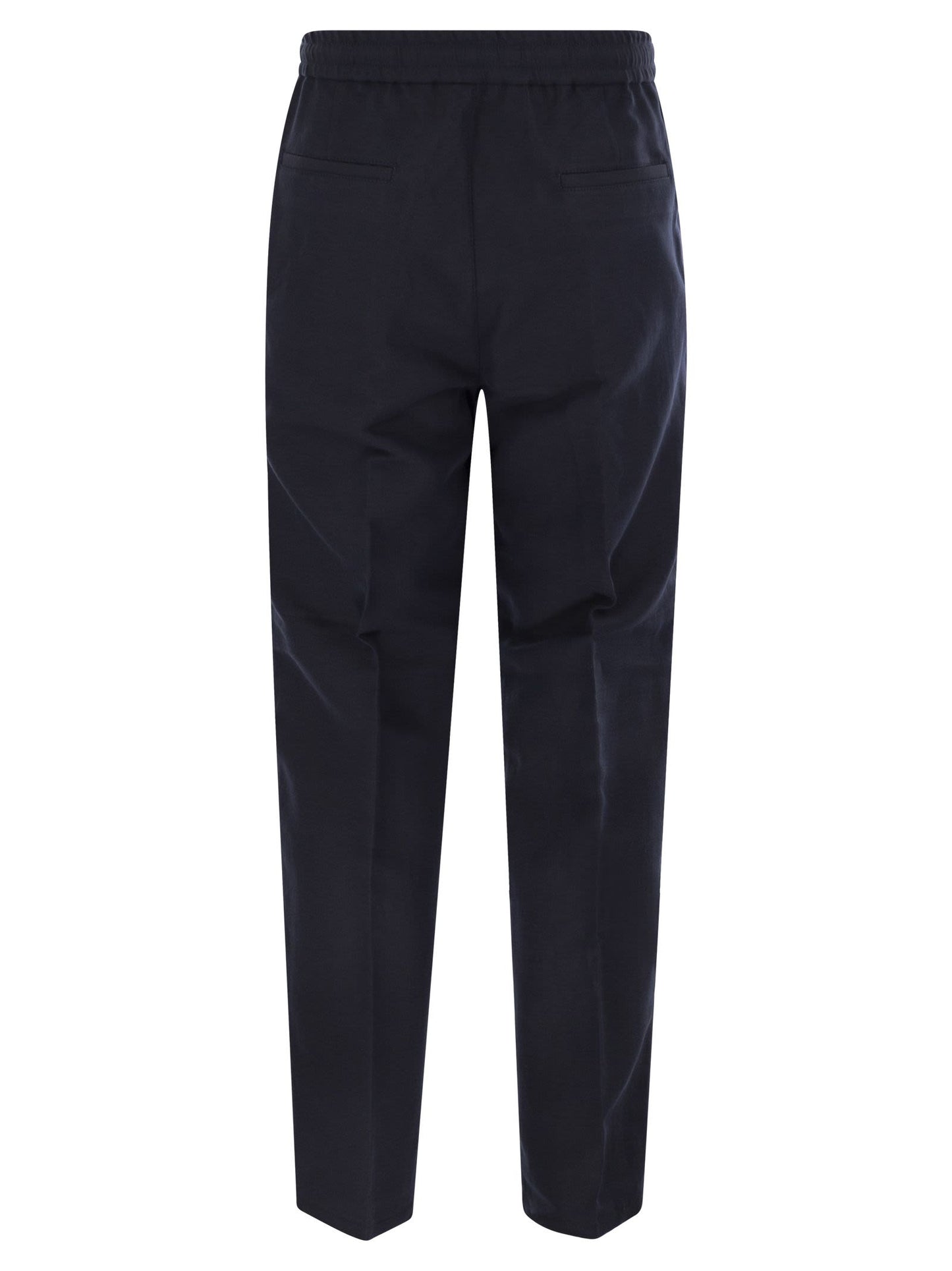 Brunello Cucinelli Men Leisure Fit Trousers In Linen And Cotton Gabardine With Drawstring And Double Darts BRUNELLO CUCINELLI