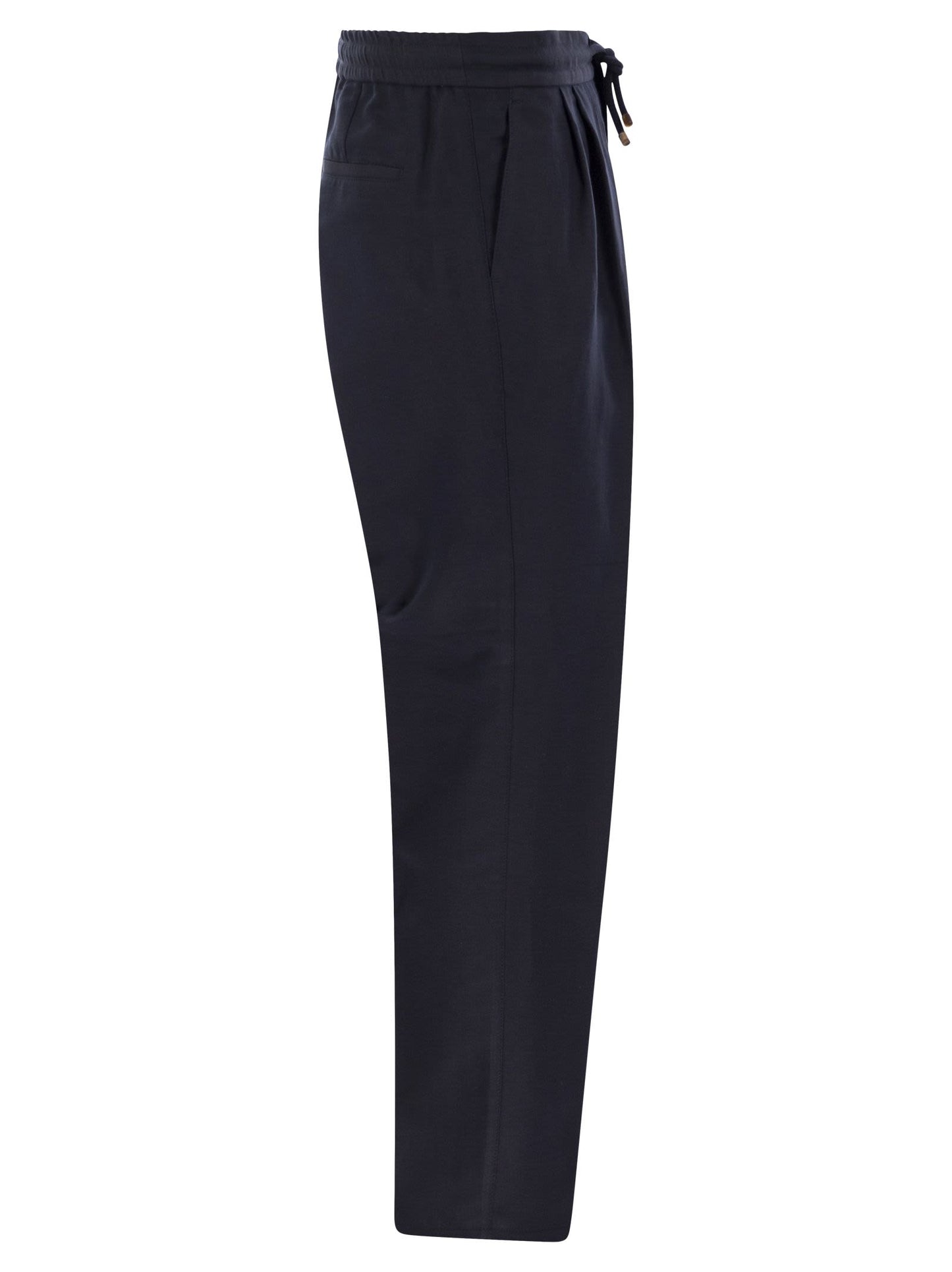 Brunello Cucinelli Men Leisure Fit Trousers In Linen And Cotton Gabardine With Drawstring And Double Darts BRUNELLO CUCINELLI