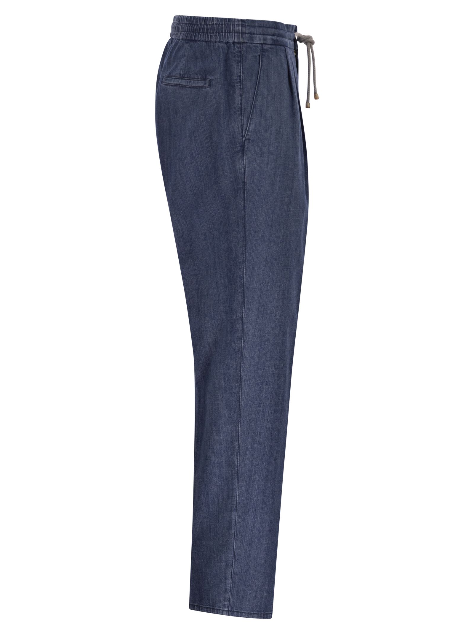 Brunello Cucinelli Men Lightweight Denim Trousers With Drawstring And Double Pleats BRUNELLO CUCINELLI