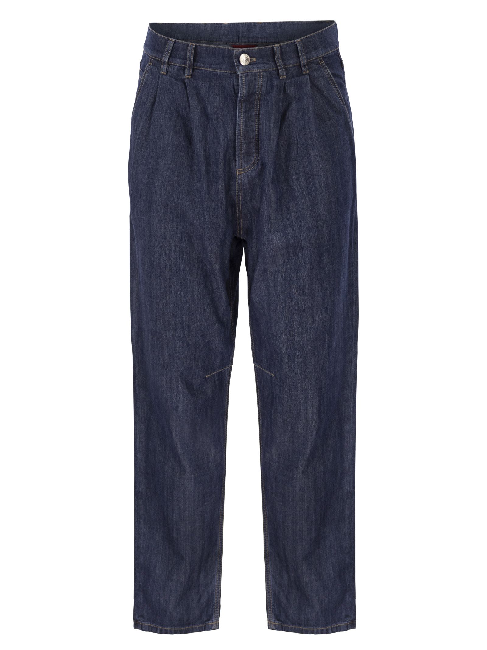 Brunello Cucinelli Men Iconic Fit Five-Pocket Trousers In Lightweight Denim With Double Pleats BRUNELLO CUCINELLI