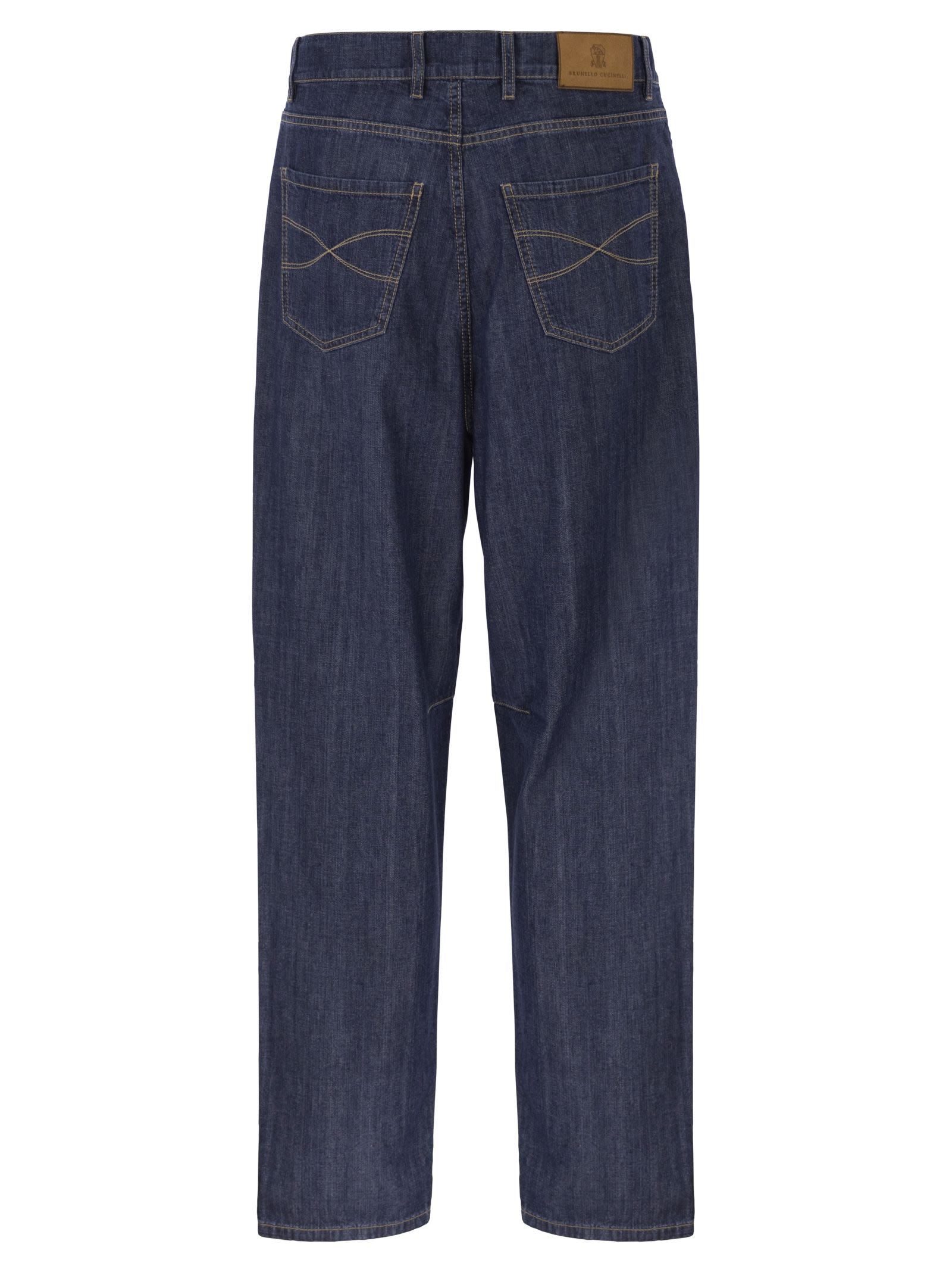 Brunello Cucinelli Men Iconic Fit Five-Pocket Trousers In Lightweight Denim With Double Pleats BRUNELLO CUCINELLI