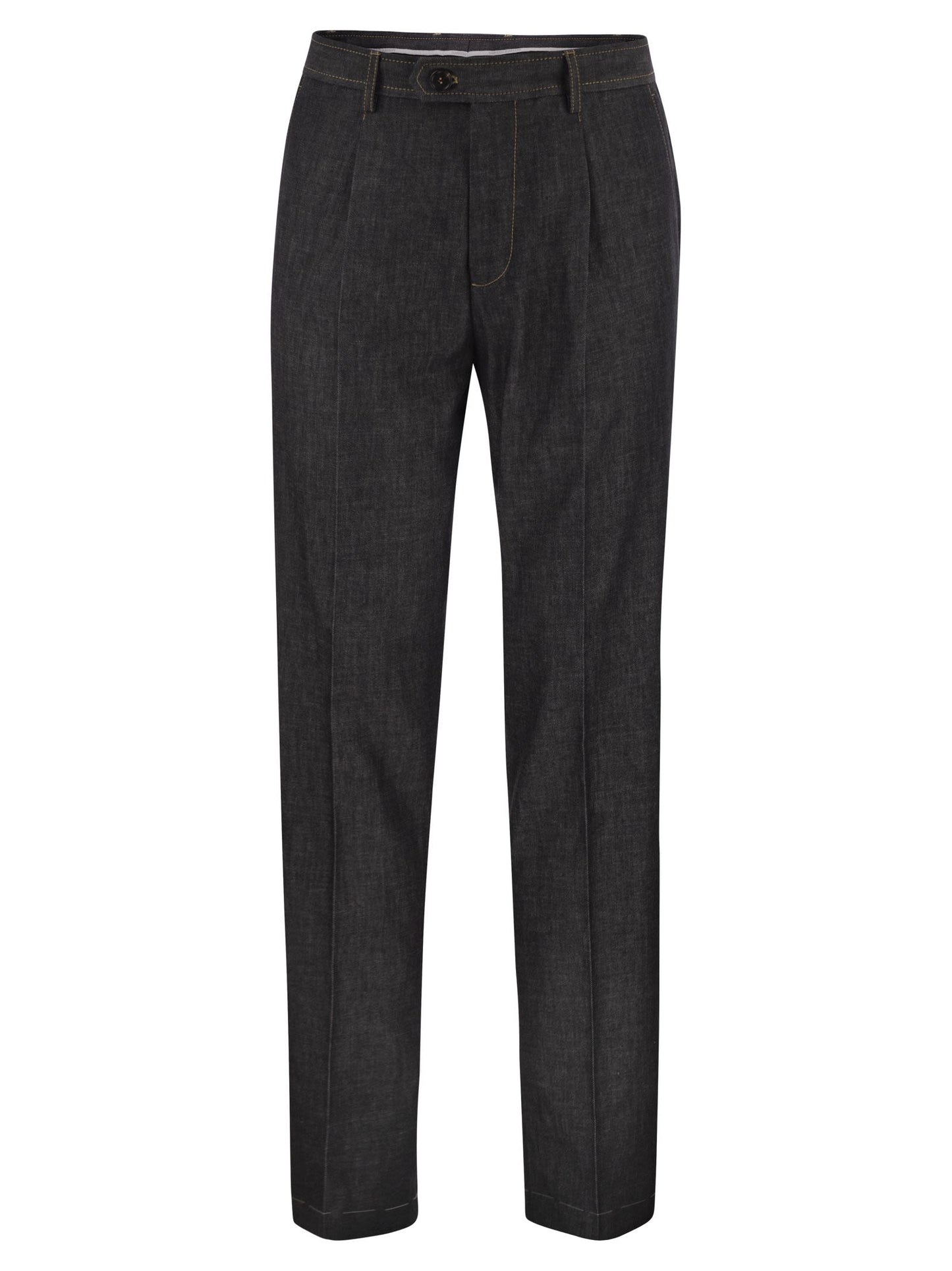 Brunello Cucinelli Men Tailored Cotton Denim Trousers With Pleats BRUNELLO CUCINELLI