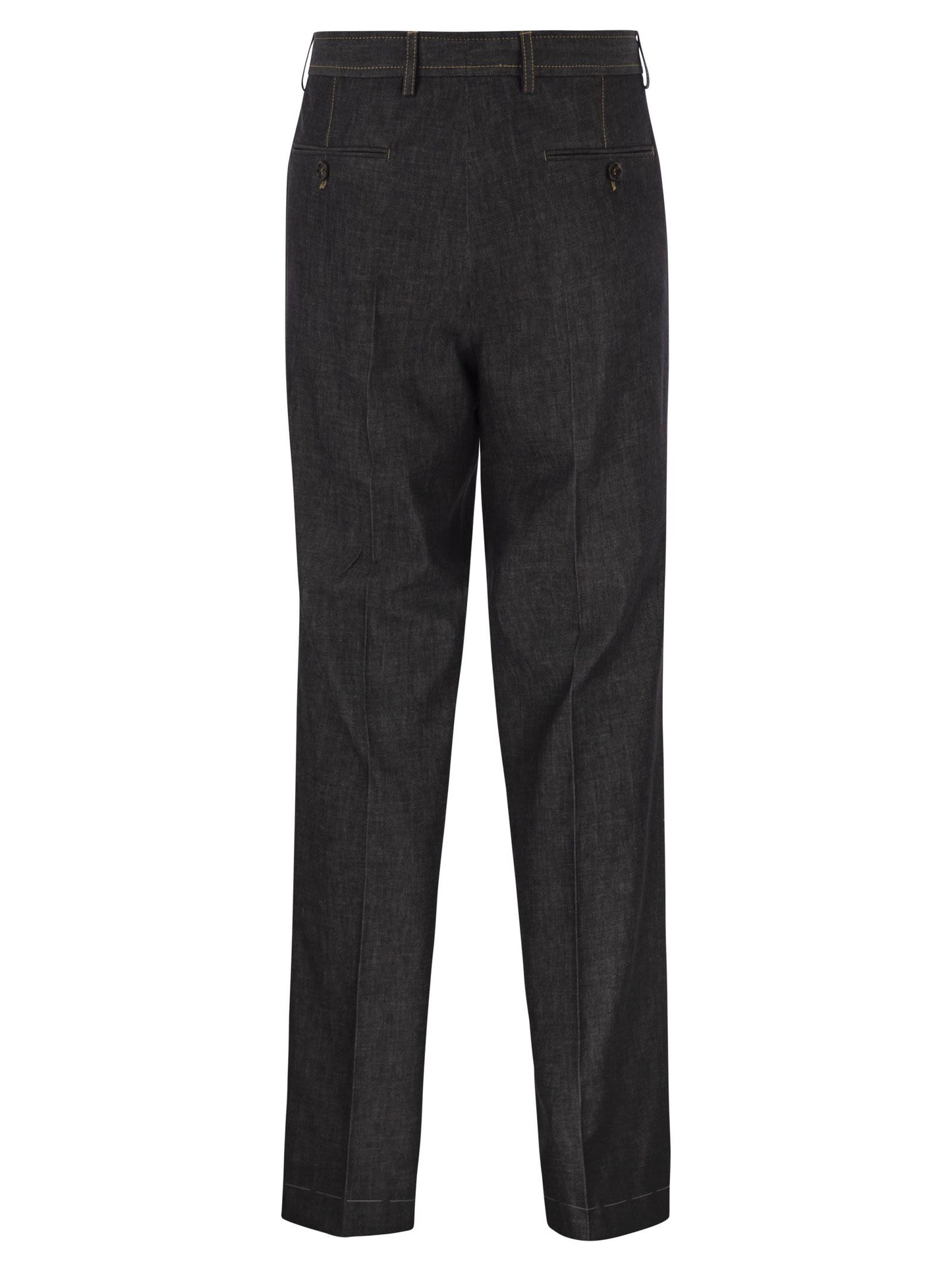 Brunello Cucinelli Men Tailored Cotton Denim Trousers With Pleats BRUNELLO CUCINELLI