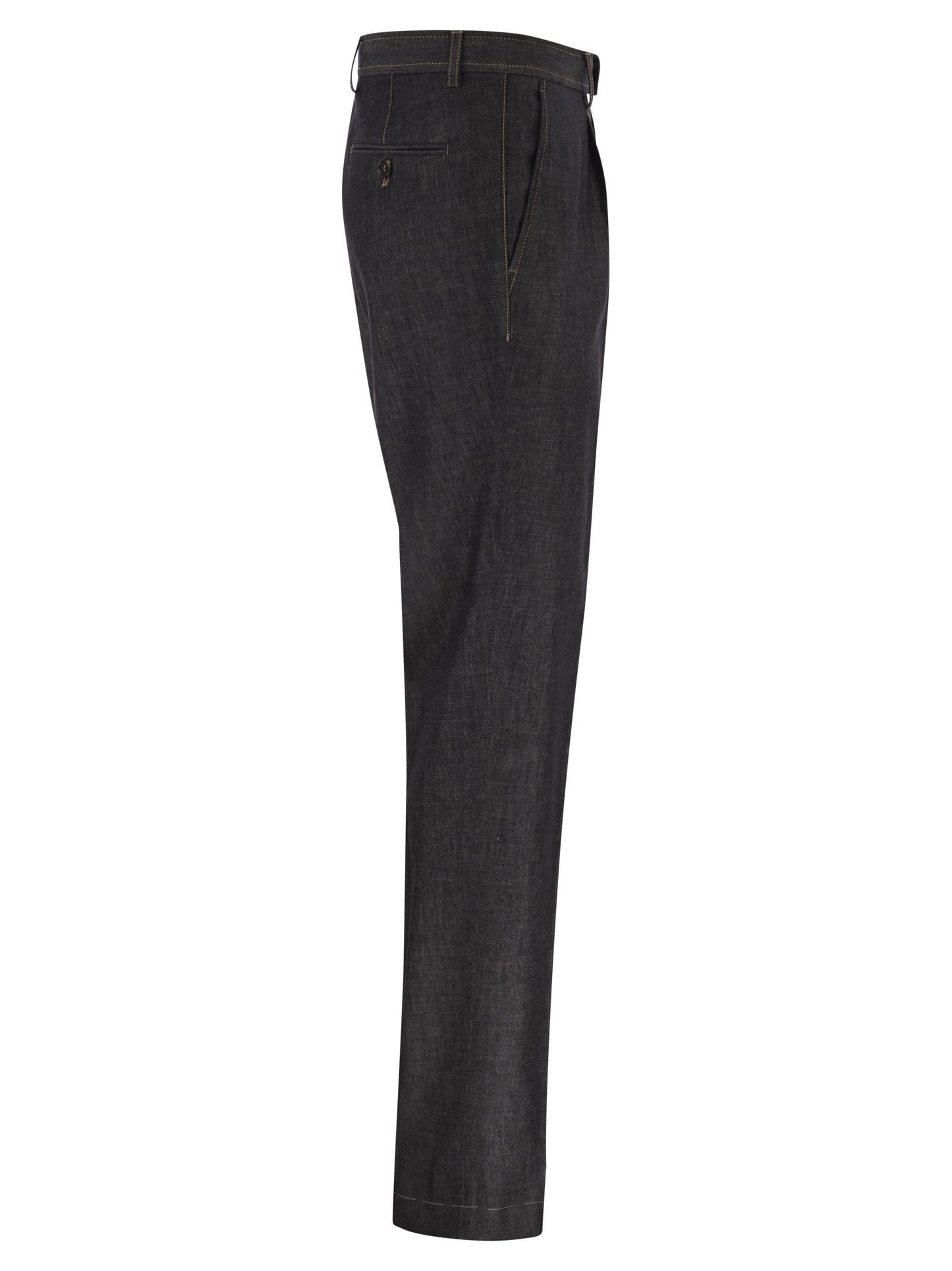 Brunello Cucinelli Men Tailored Cotton Denim Trousers With Pleats BRUNELLO CUCINELLI