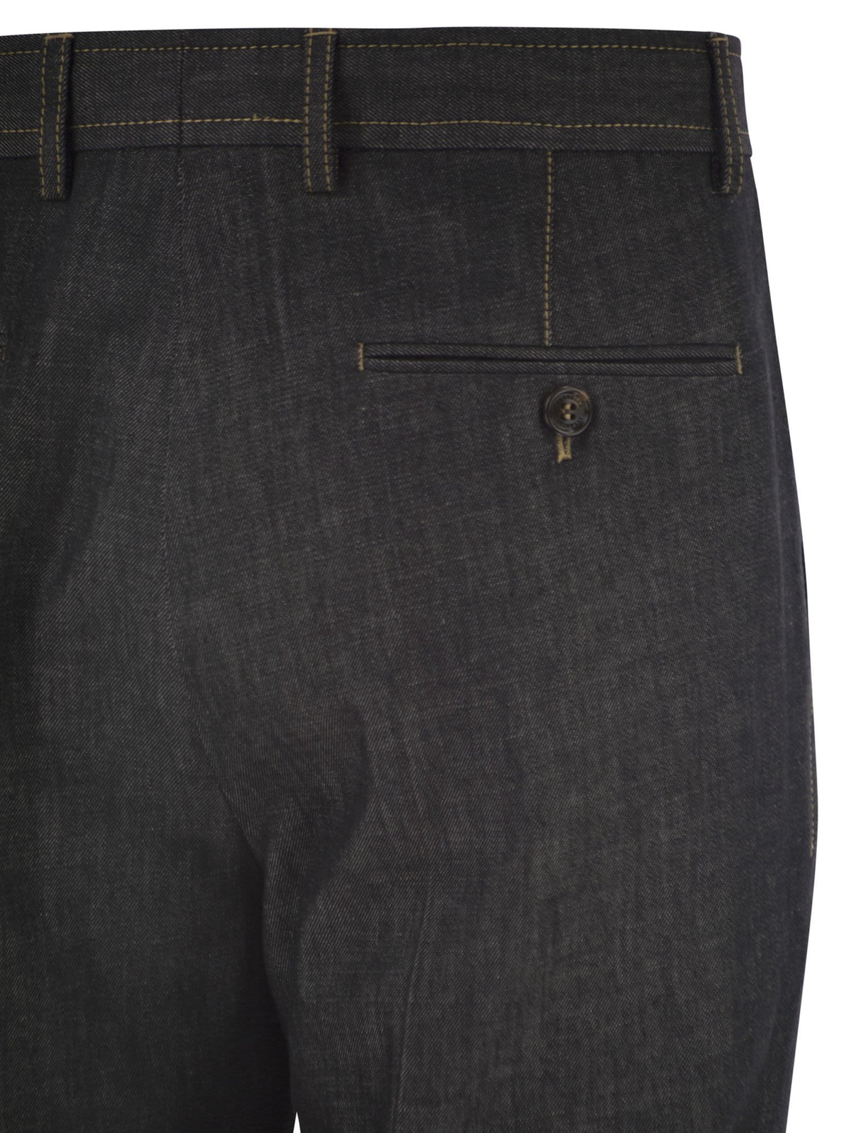 Brunello Cucinelli Men Tailored Cotton Denim Trousers With Pleats BRUNELLO CUCINELLI