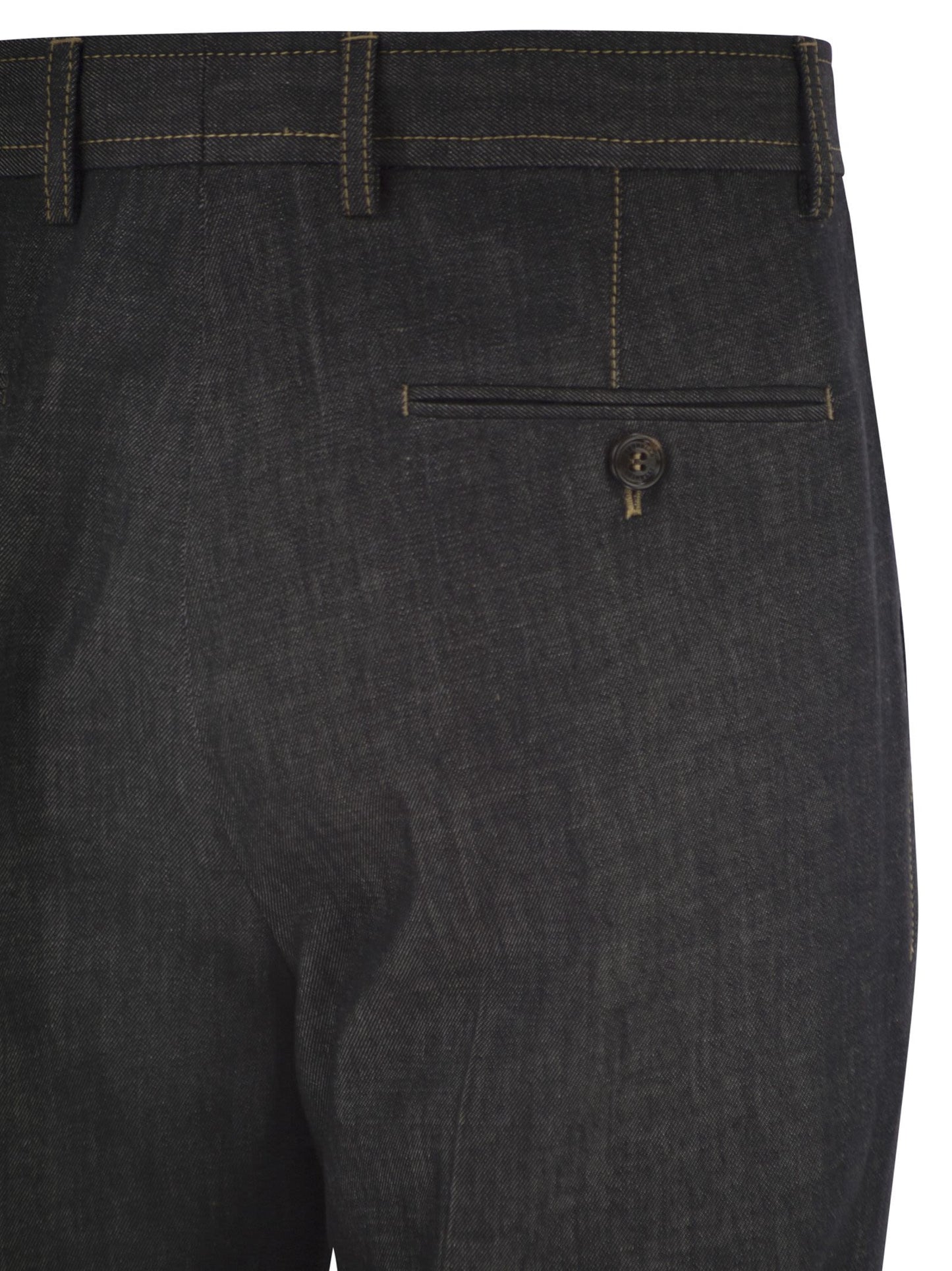 Brunello Cucinelli Men Tailored Cotton Denim Trousers With Pleats BRUNELLO CUCINELLI