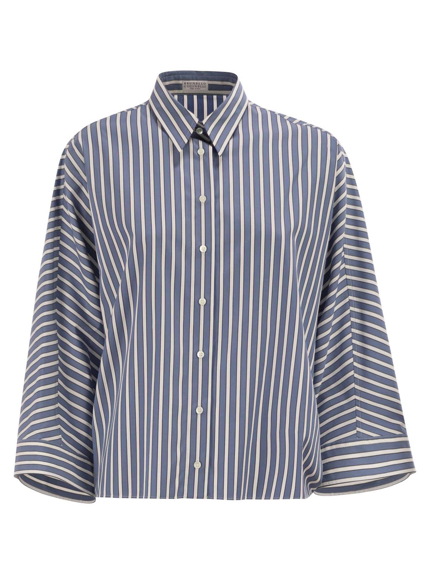 Brunello Cucinelli Women Vertical Striped Cotton Shirt