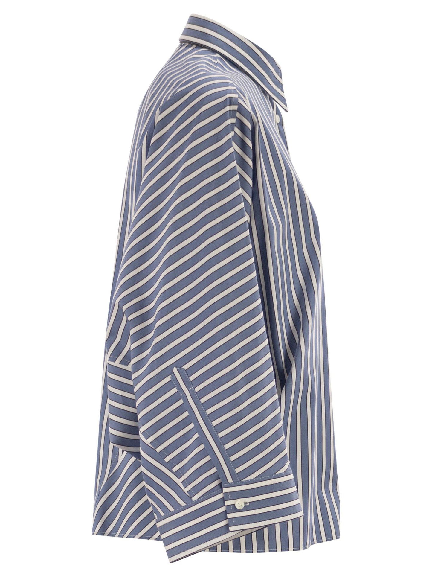 Brunello Cucinelli Women Vertical Striped Cotton Shirt