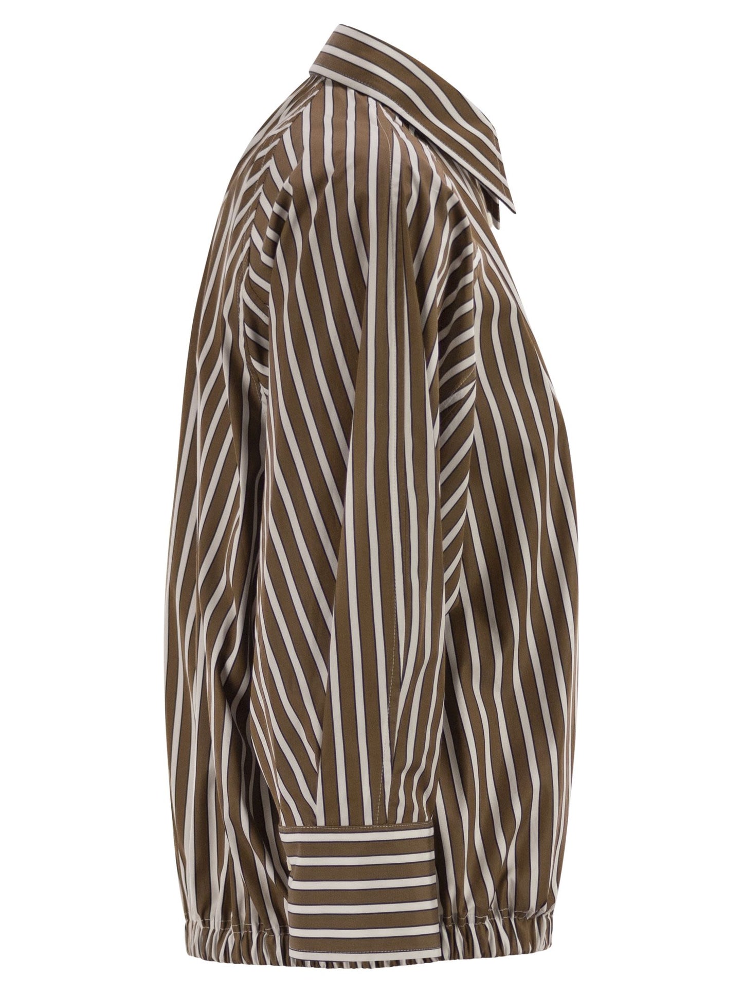 Brunello Cucinelli Women Striped Cotton Shirt With Elasticated Hem BRUNELLO CUCINELLI