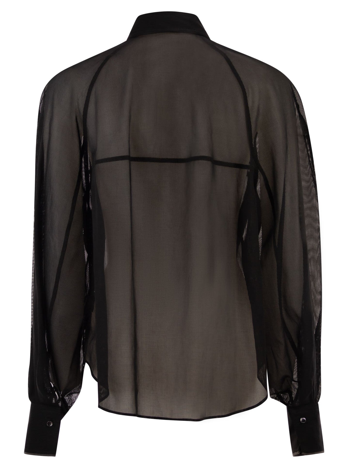 Brunello Cucinelli Women Cotton Organza Stripe Shirt With Necklace BRUNELLO CUCINELLI