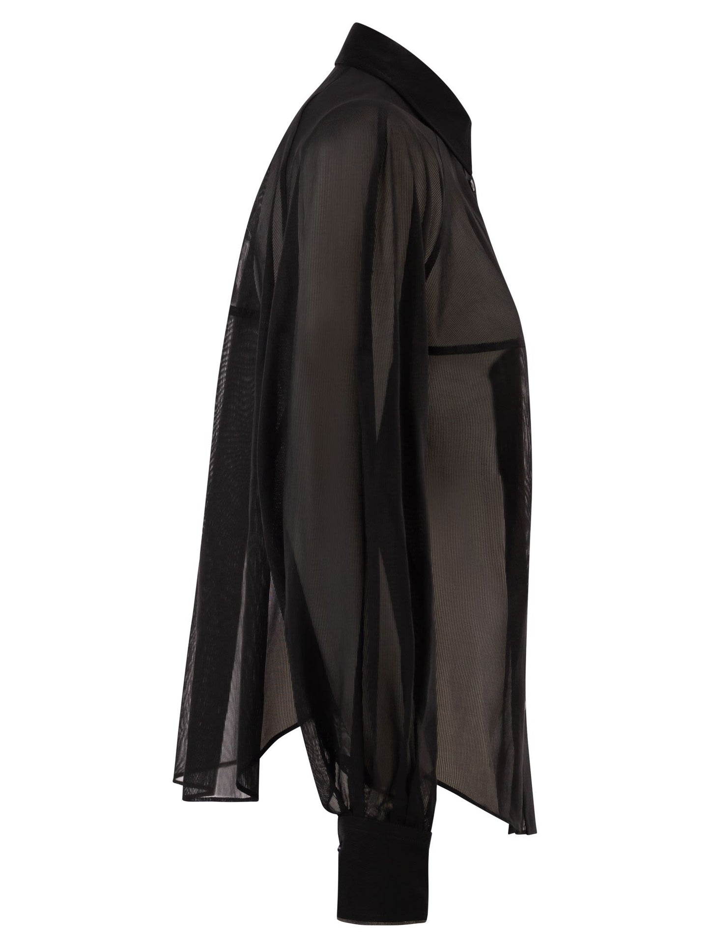 Brunello Cucinelli Women Cotton Organza Stripe Shirt With Necklace BRUNELLO CUCINELLI