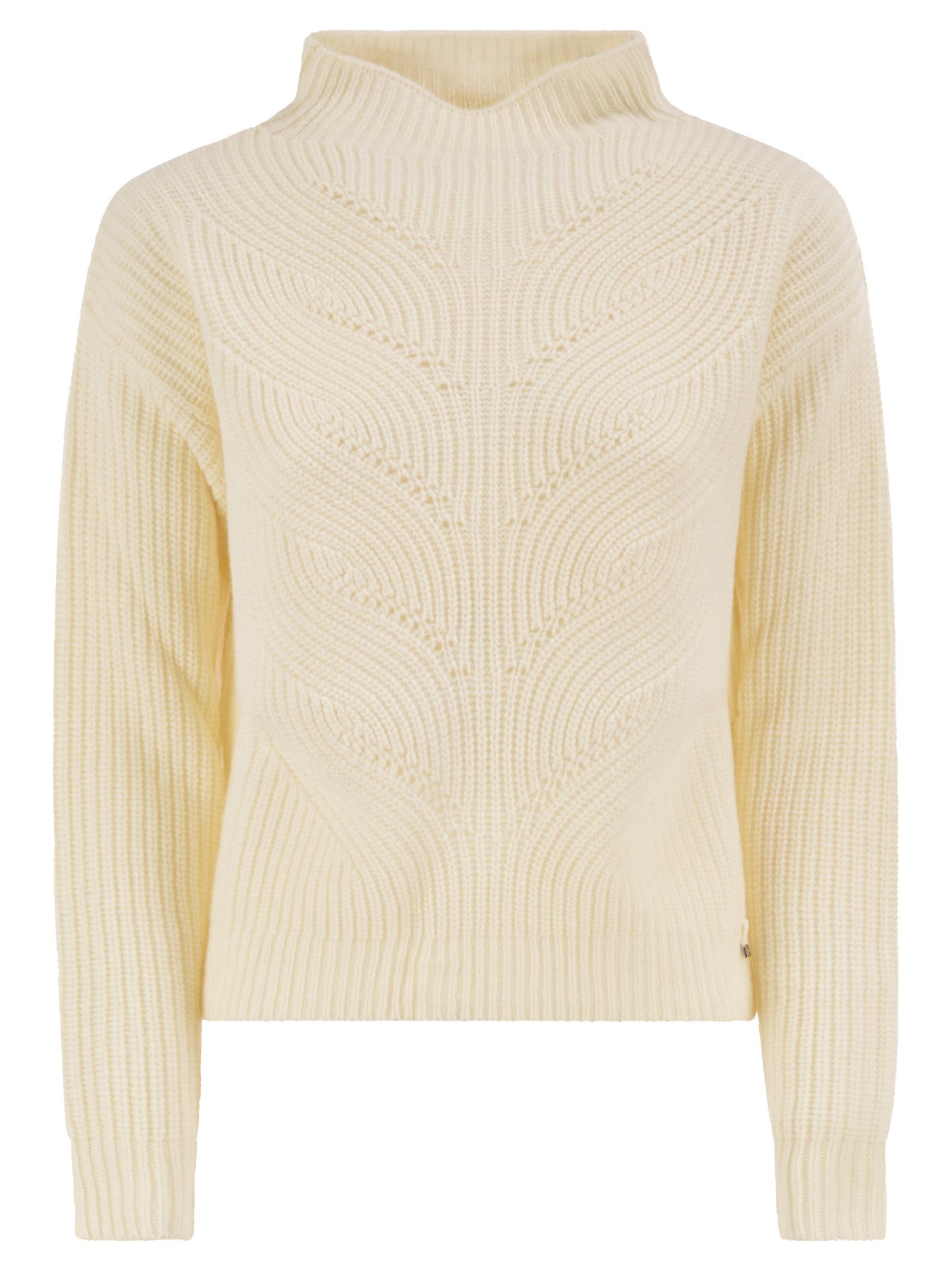 Herno Women Pure Wool Jumper With Textured Knit And High Neck HERNO