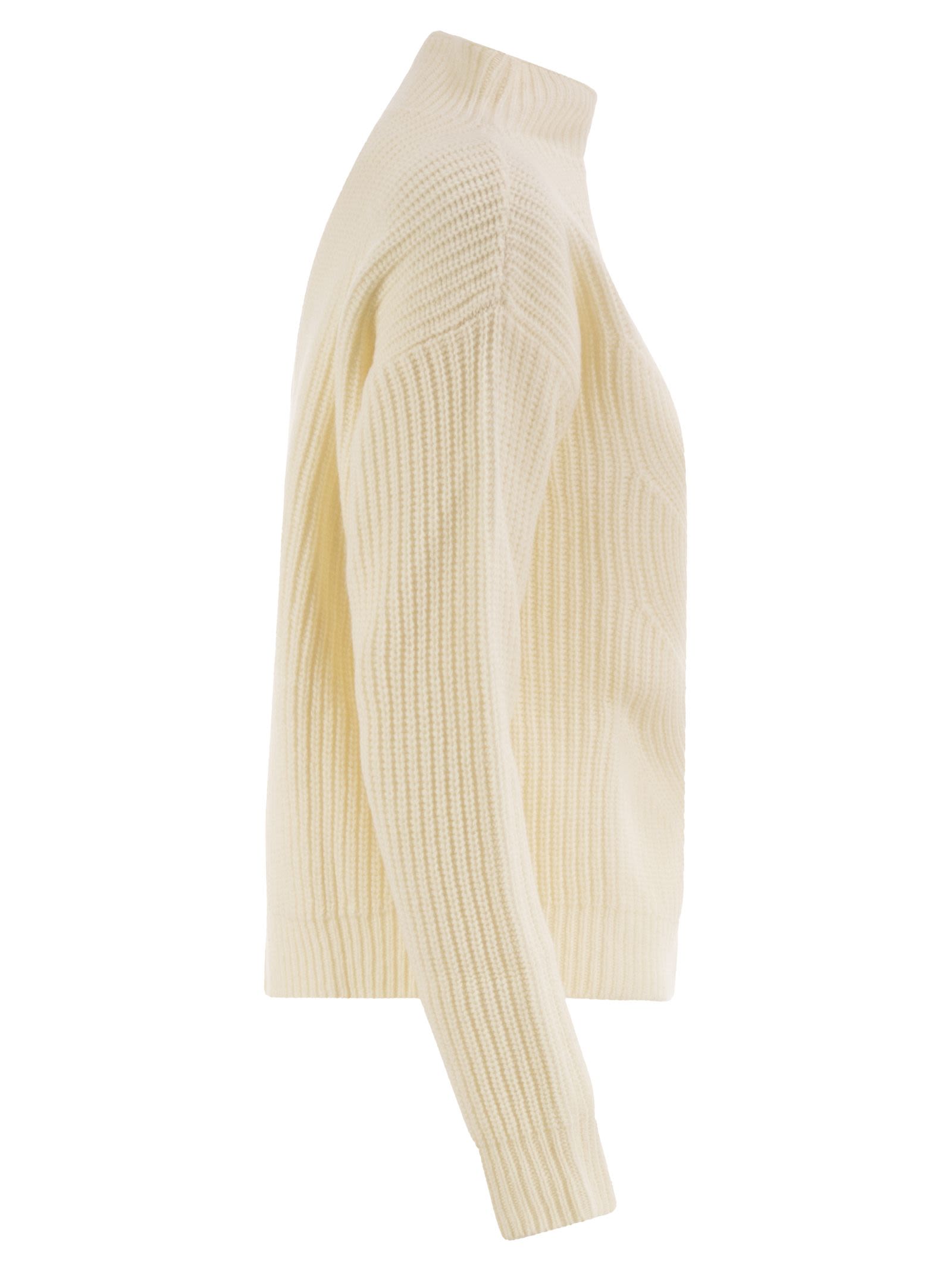 Herno Women Pure Wool Jumper With Textured Knit And High Neck HERNO