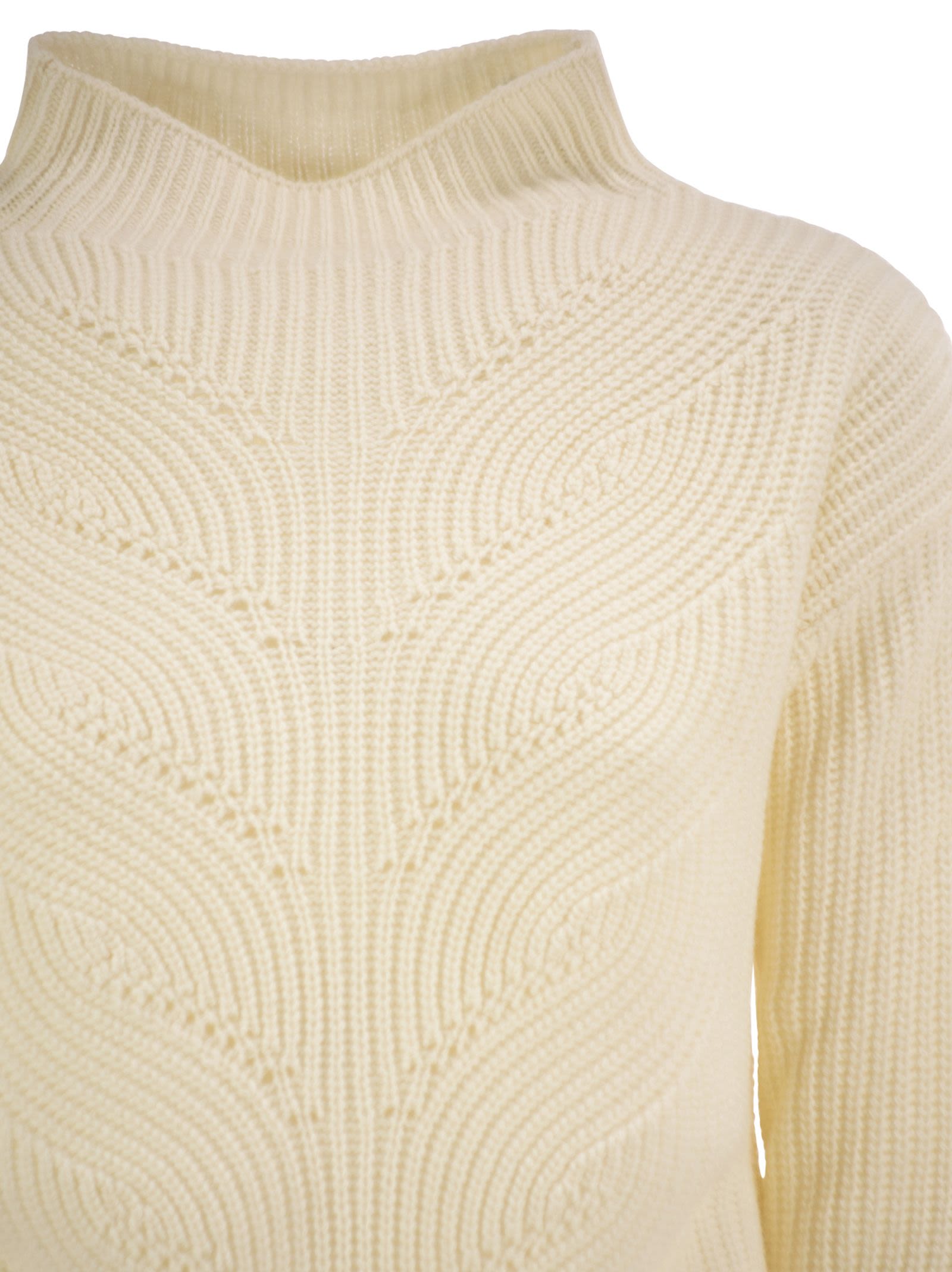 Herno Women Pure Wool Jumper With Textured Knit And High Neck HERNO