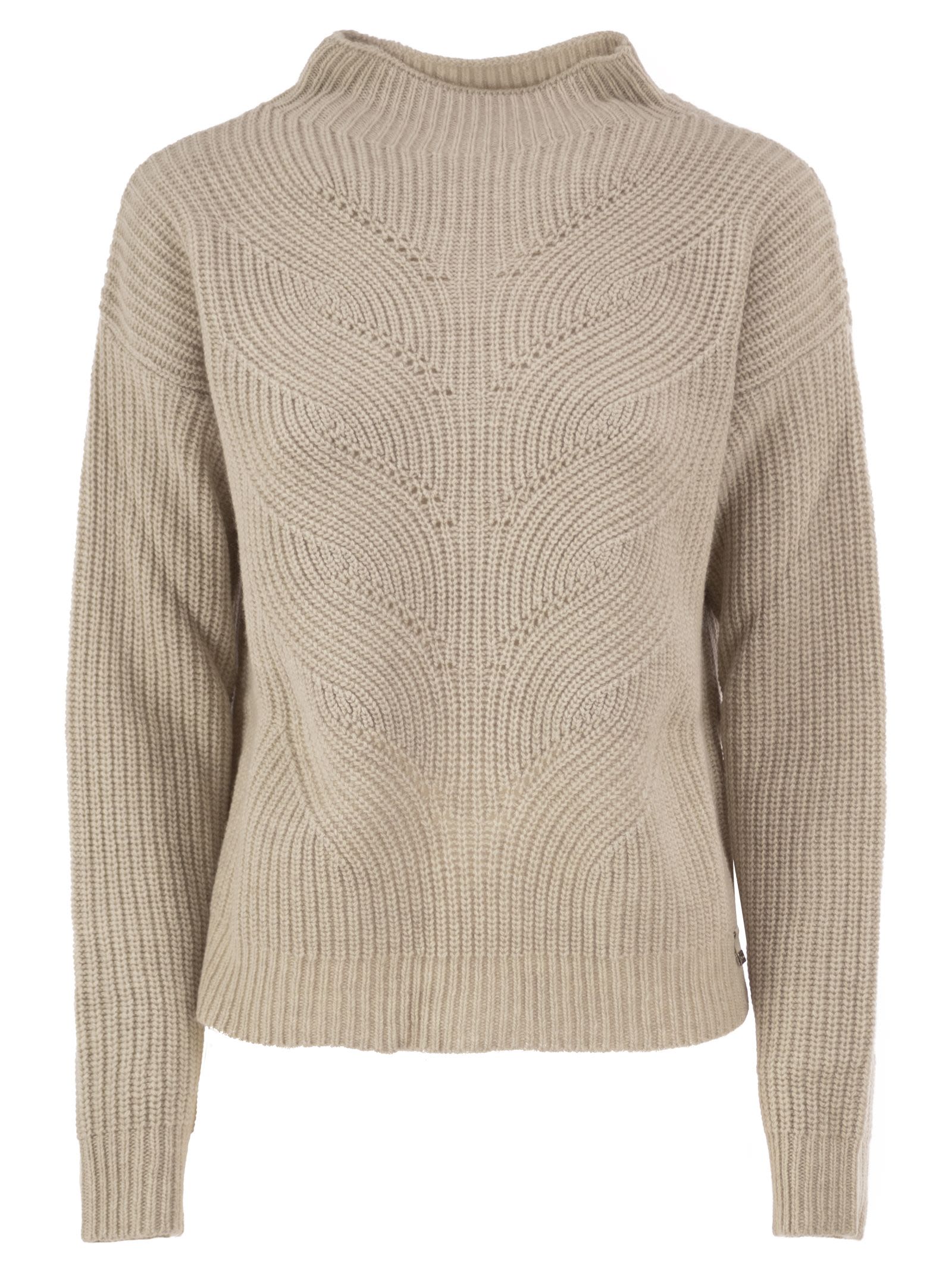 Herno Women Pure Wool Jumper With Textured Knit And High Neck HERNO