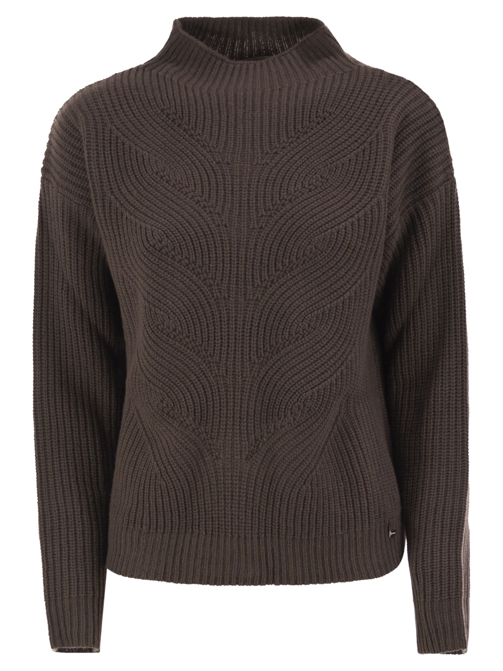 Herno Women Pure Wool Jumper With Textured Knit And High Neck HERNO