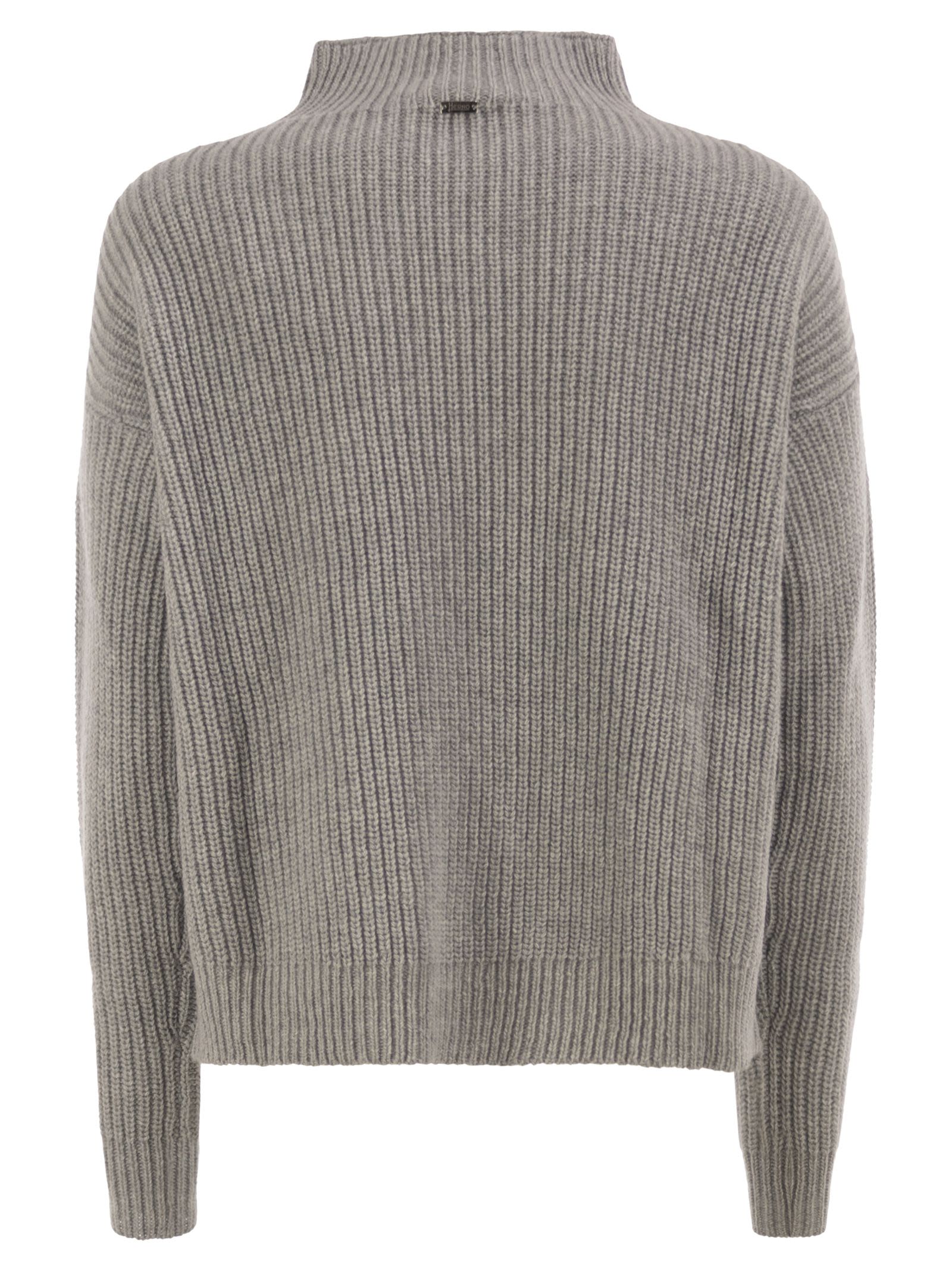 Herno Women Pure Wool Jumper With Textured Knit And High Neck HERNO