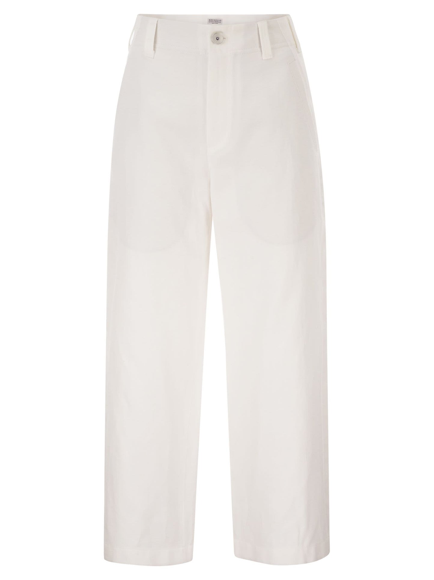 Brunello Cucinelli Women Crop Chino Trousers In Cotton And Linen Gabardine BRUNELLO CUCINELLI