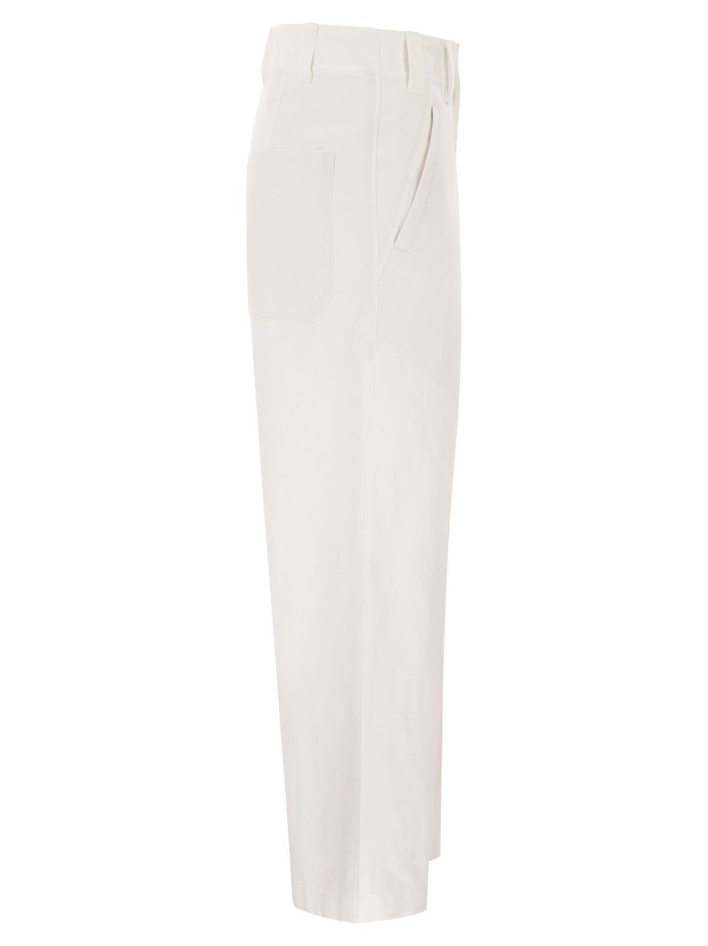Brunello Cucinelli Women Crop Chino Trousers In Cotton And Linen Gabardine BRUNELLO CUCINELLI