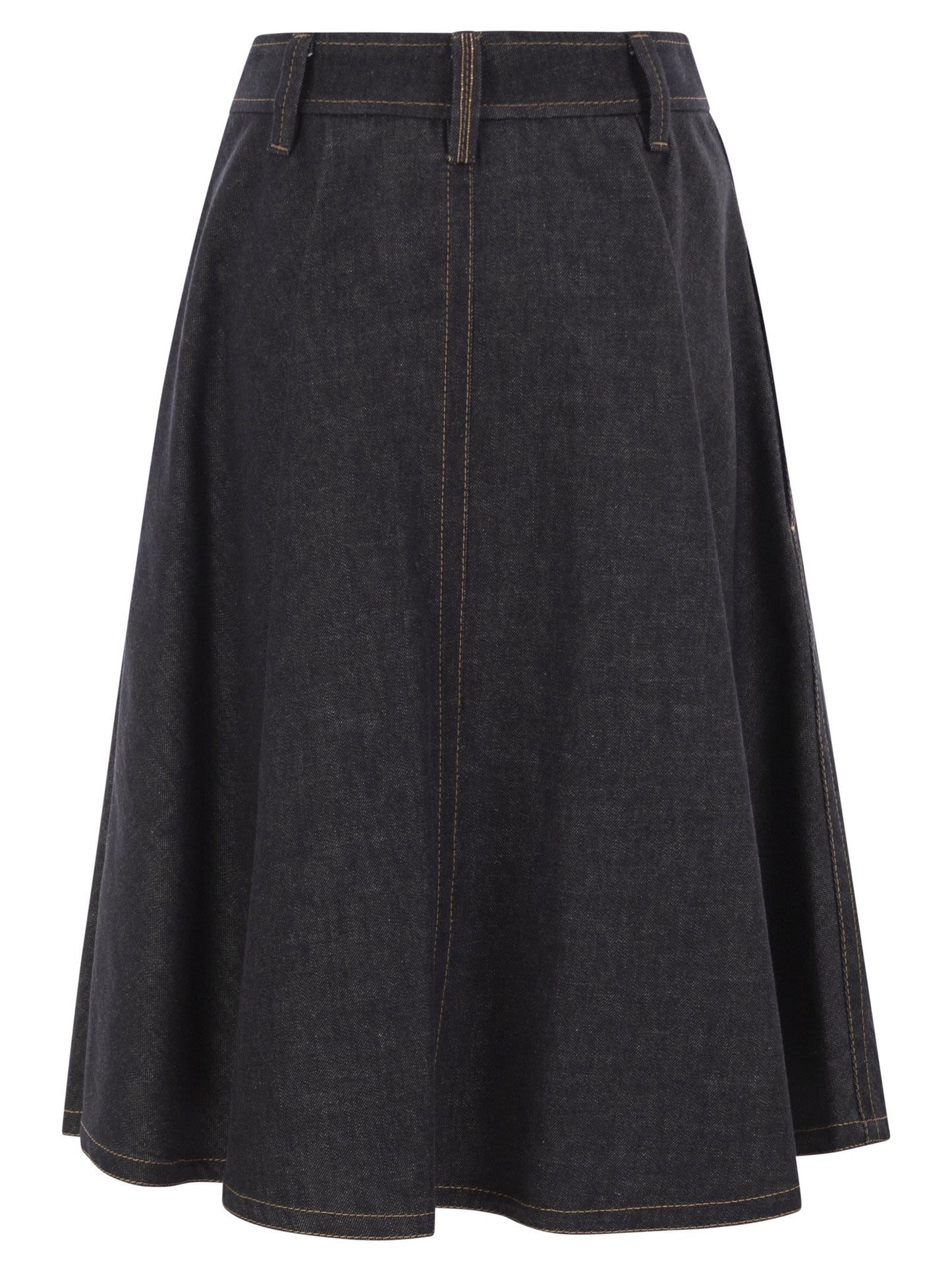Brunello Cucinelli Women Cotton Denim Midi Skirt BRUNELLO CUCINELLI