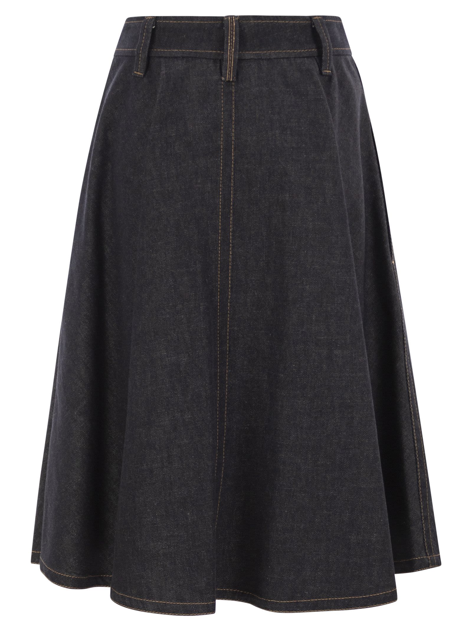 Brunello Cucinelli Women Cotton Denim Midi Skirt BRUNELLO CUCINELLI
