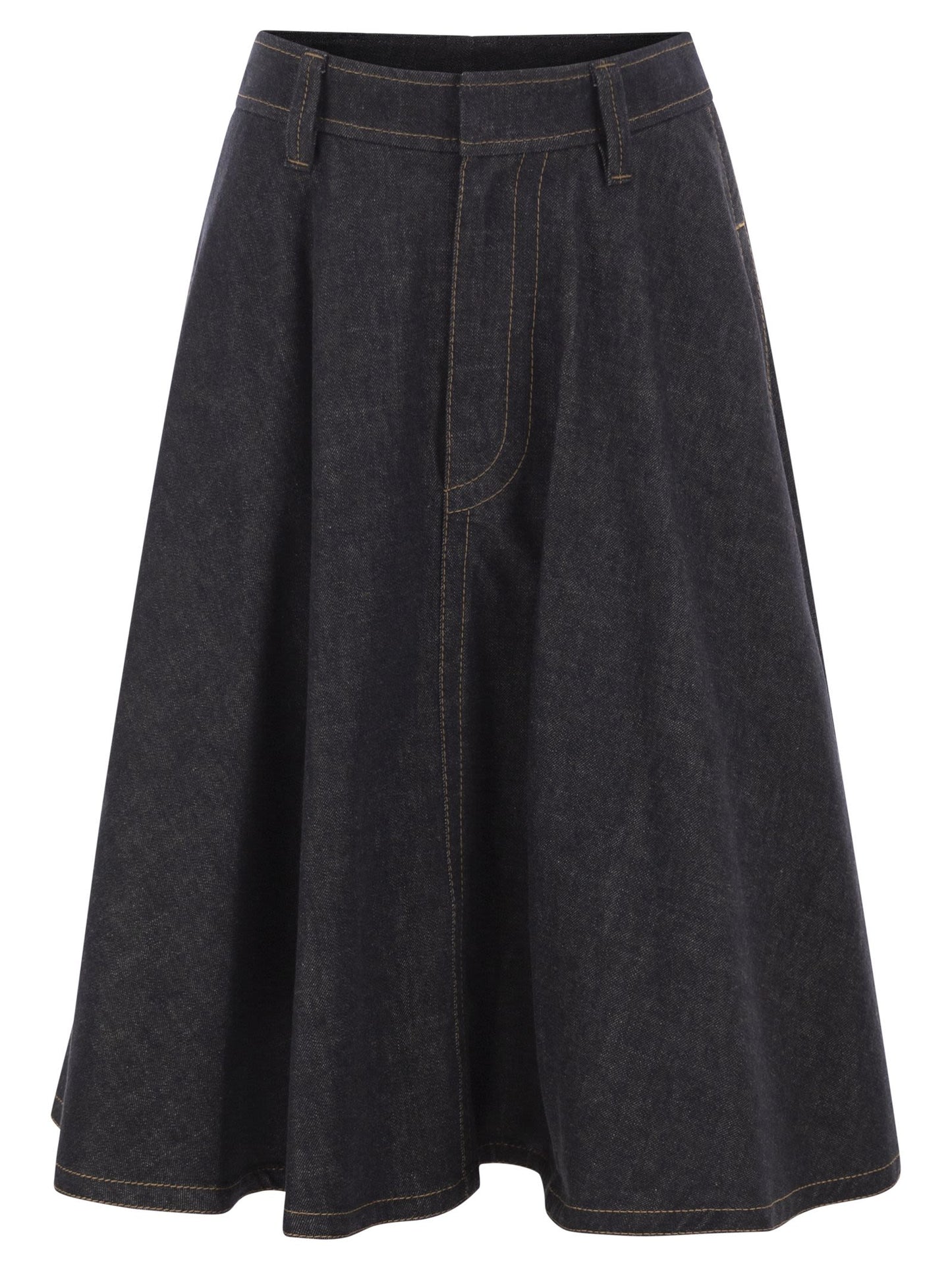 Brunello Cucinelli Women Cotton Denim Midi Skirt BRUNELLO CUCINELLI