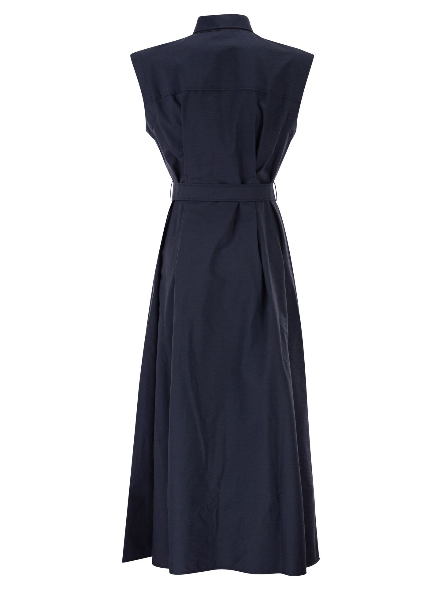 Brunello Cucinelli Women Long Sleeveless Cotton Dress With Belt At The Waist BRUNELLO CUCINELLI