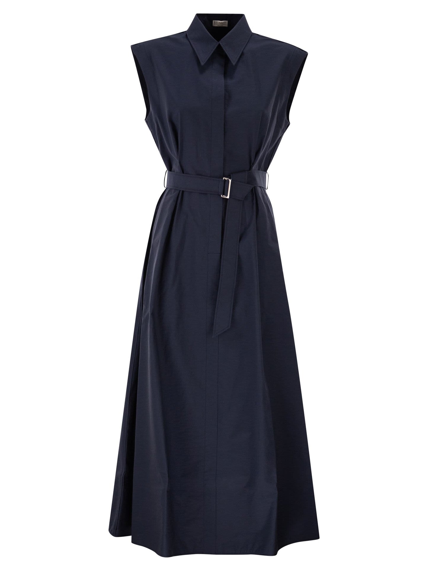 Brunello Cucinelli Women Long Sleeveless Cotton Dress With Belt At The Waist BRUNELLO CUCINELLI