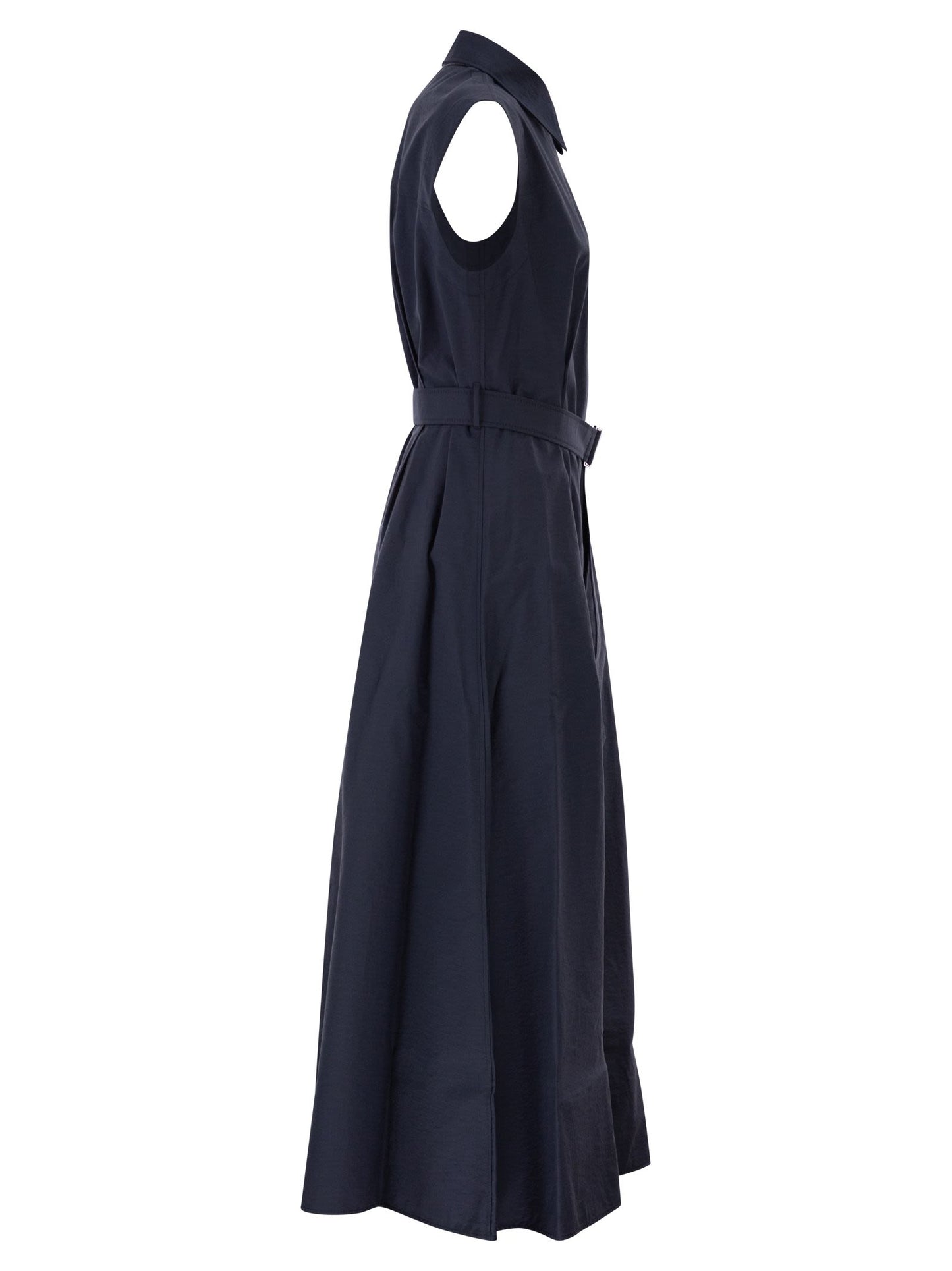 Brunello Cucinelli Women Long Sleeveless Cotton Dress With Belt At The Waist BRUNELLO CUCINELLI