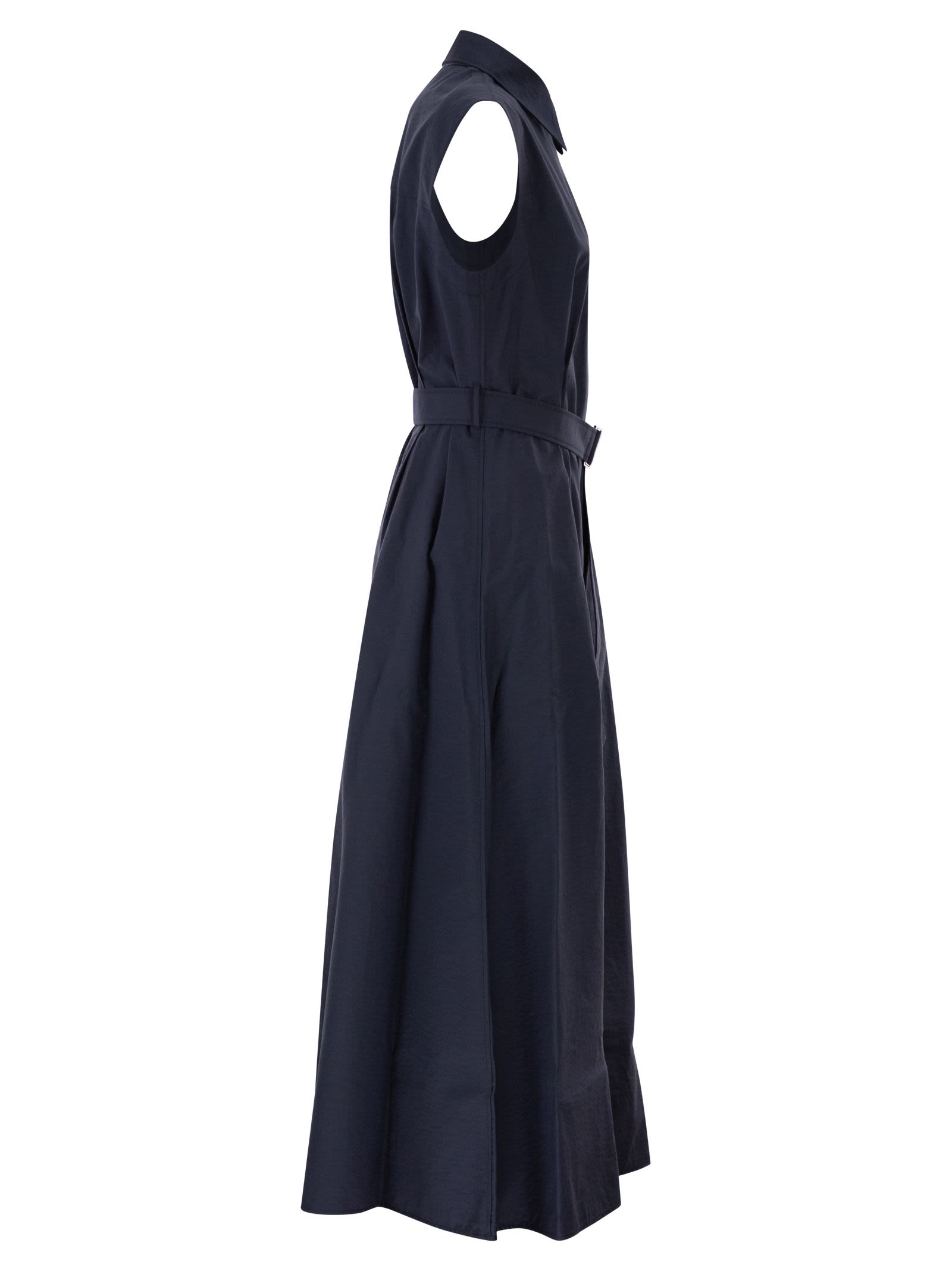 Brunello Cucinelli Women Long Sleeveless Cotton Dress With Belt At The Waist BRUNELLO CUCINELLI