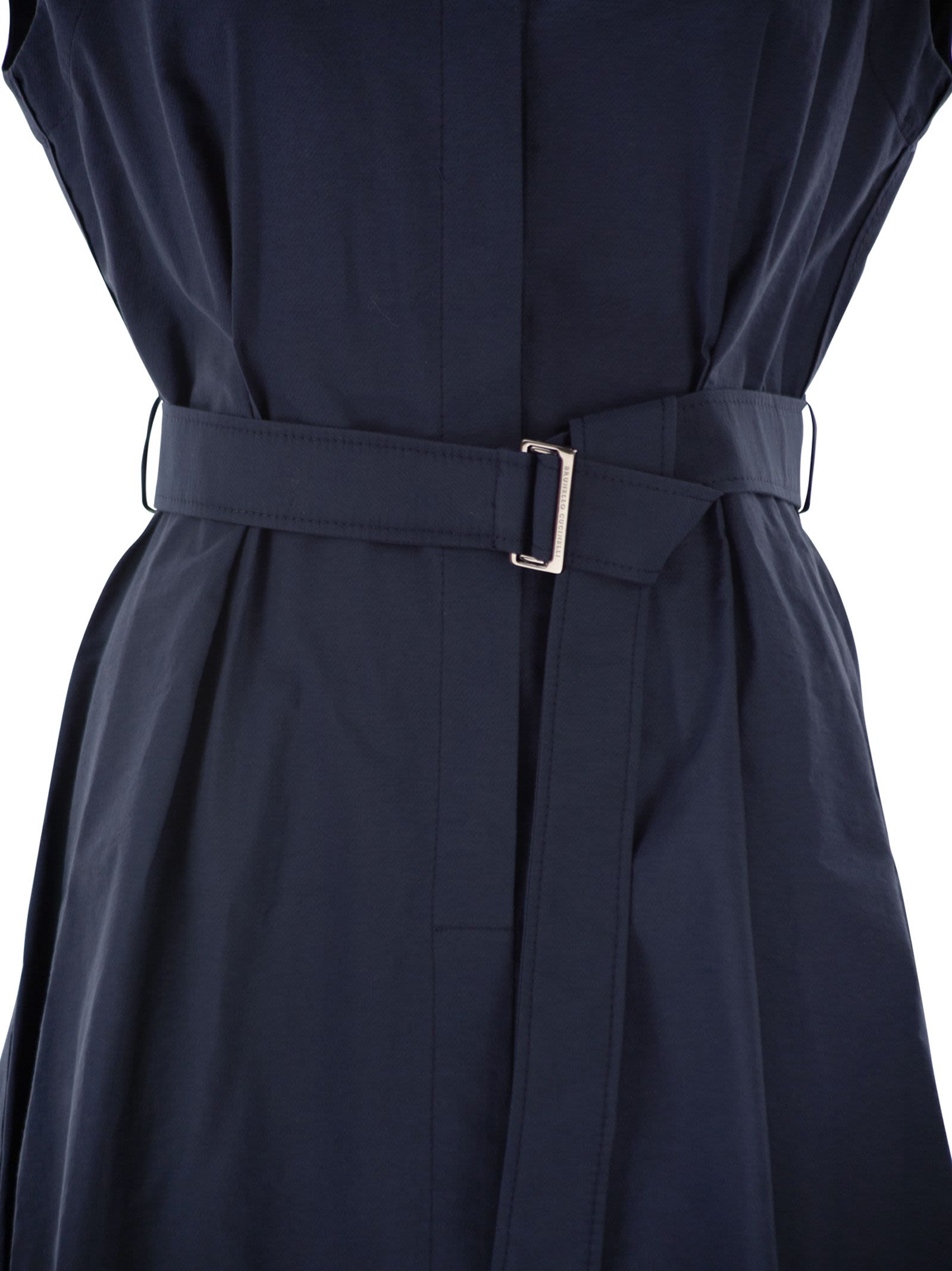 Brunello Cucinelli Women Long Sleeveless Cotton Dress With Belt At The Waist BRUNELLO CUCINELLI