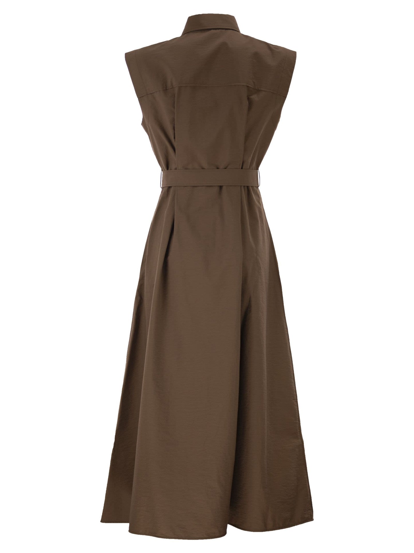 Brunello Cucinelli Women Long Sleeveless Cotton Dress With Belt At The Waist BRUNELLO CUCINELLI