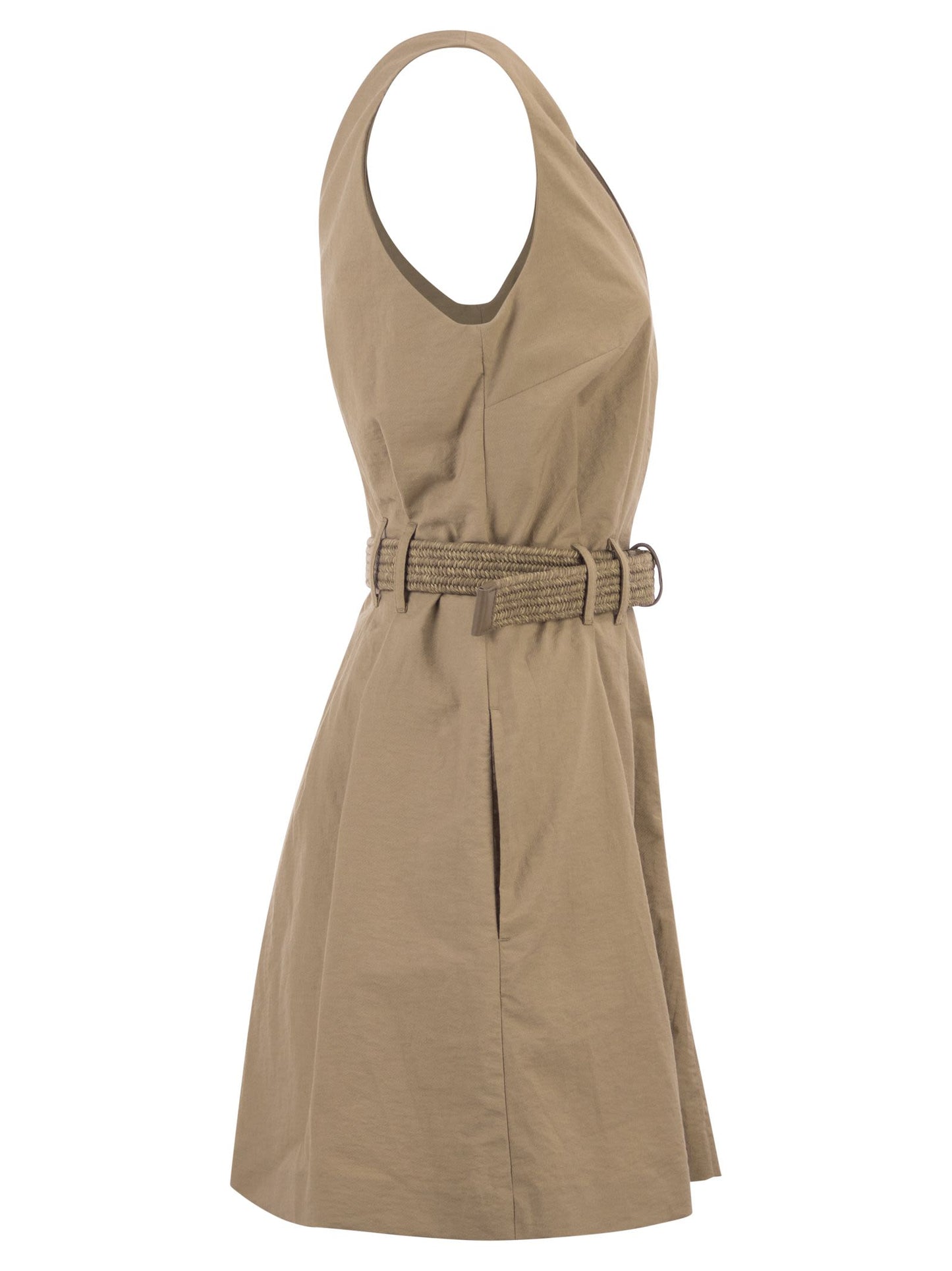 Brunello Cucinelli Women Sleeveless Dress With Braided Belt BRUNELLO CUCINELLI