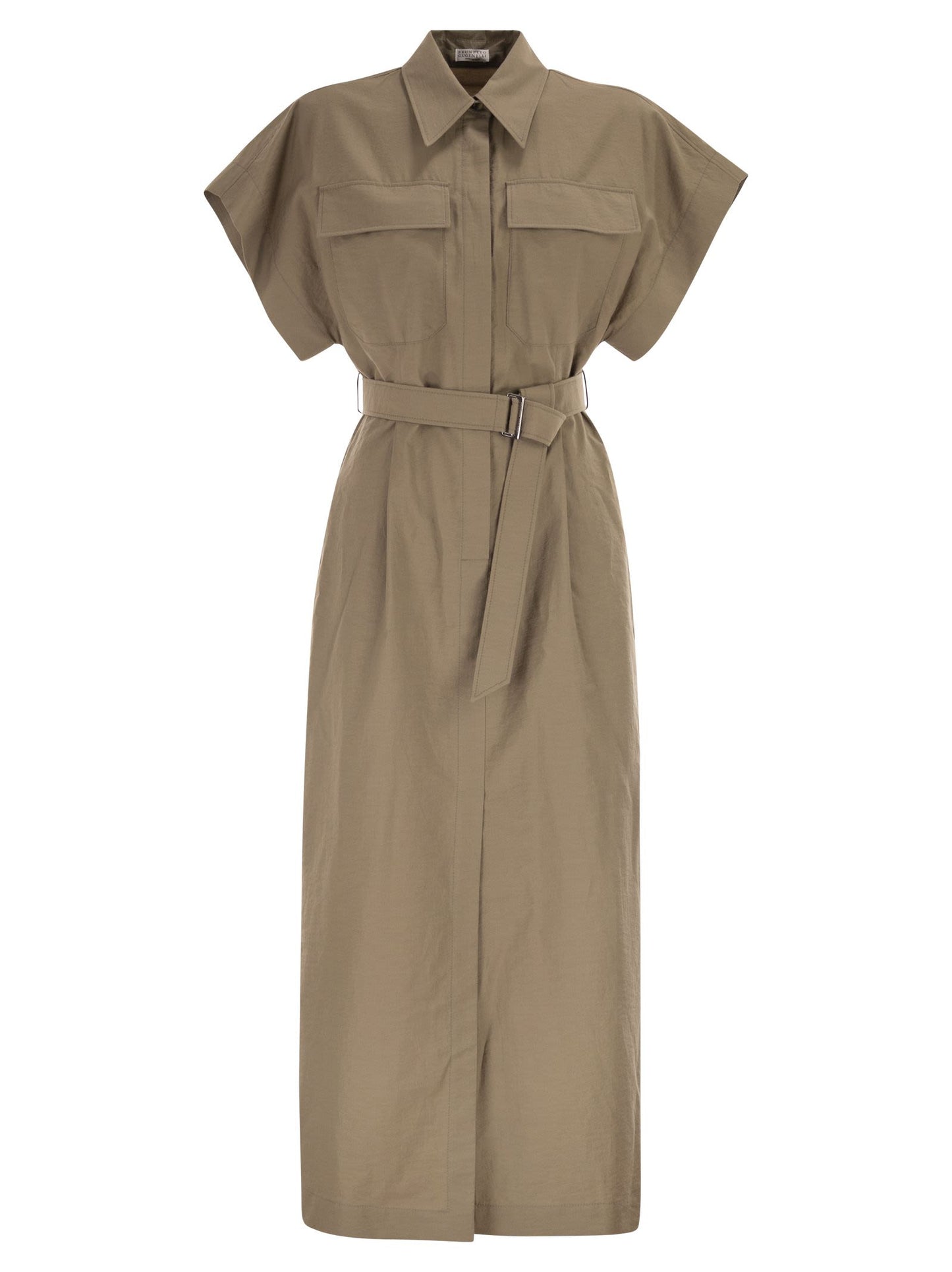 Brunello Cucinelli Women Chemise Dress In Technical Cotton And Nylon Poplin With Belt