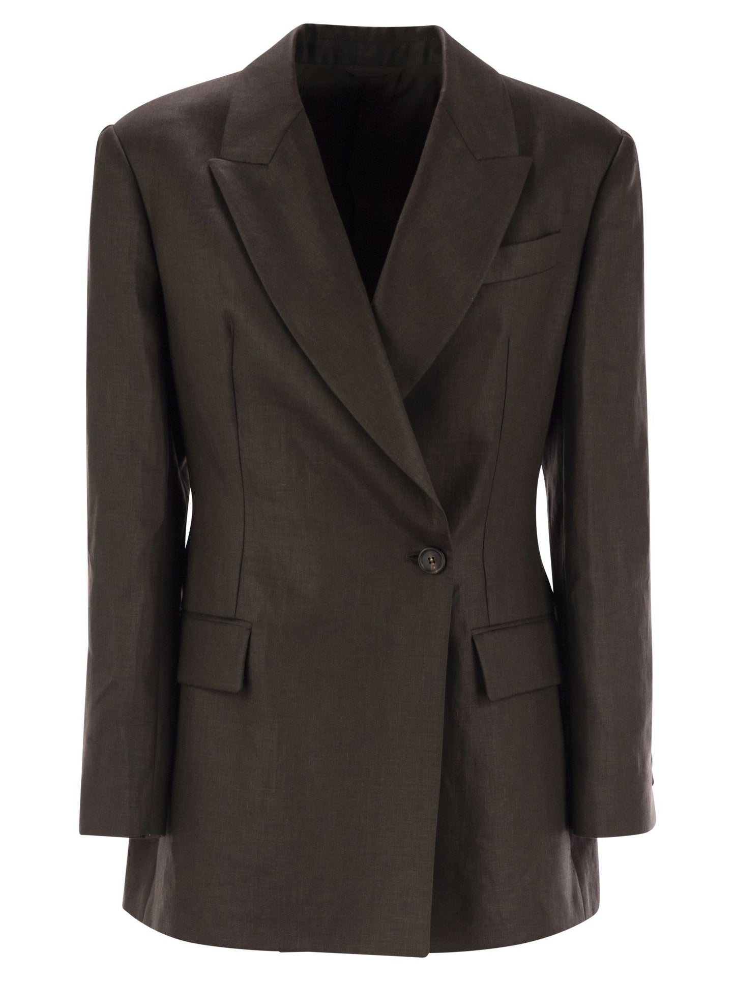 Brunello Cucinelli Women Shiny Linen Twill Jacket With Necklace BRUNELLO CUCINELLI