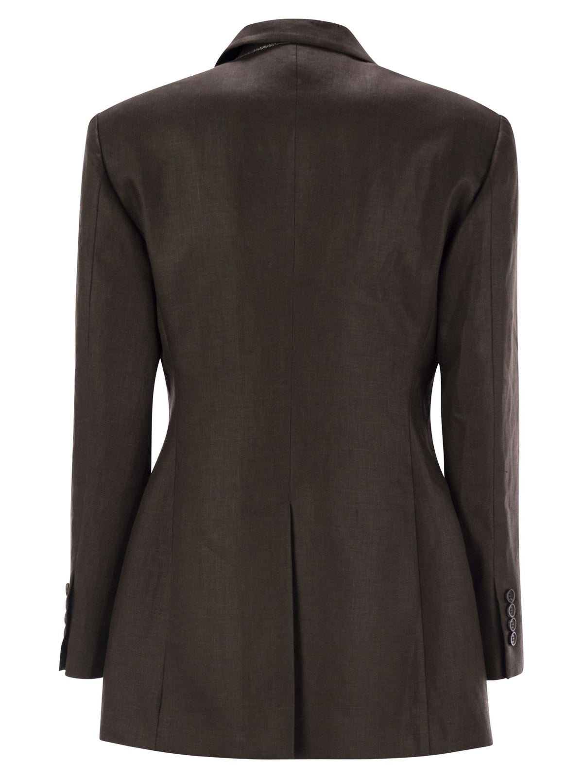 Brunello Cucinelli Women Shiny Linen Twill Jacket With Necklace BRUNELLO CUCINELLI