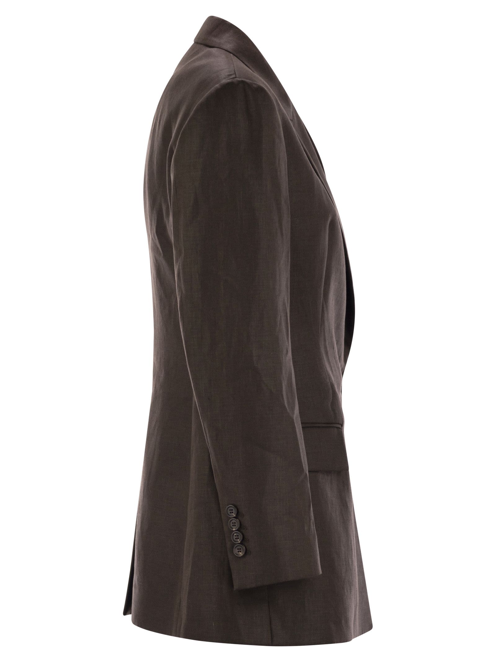 Brunello Cucinelli Women Shiny Linen Twill Jacket With Necklace BRUNELLO CUCINELLI