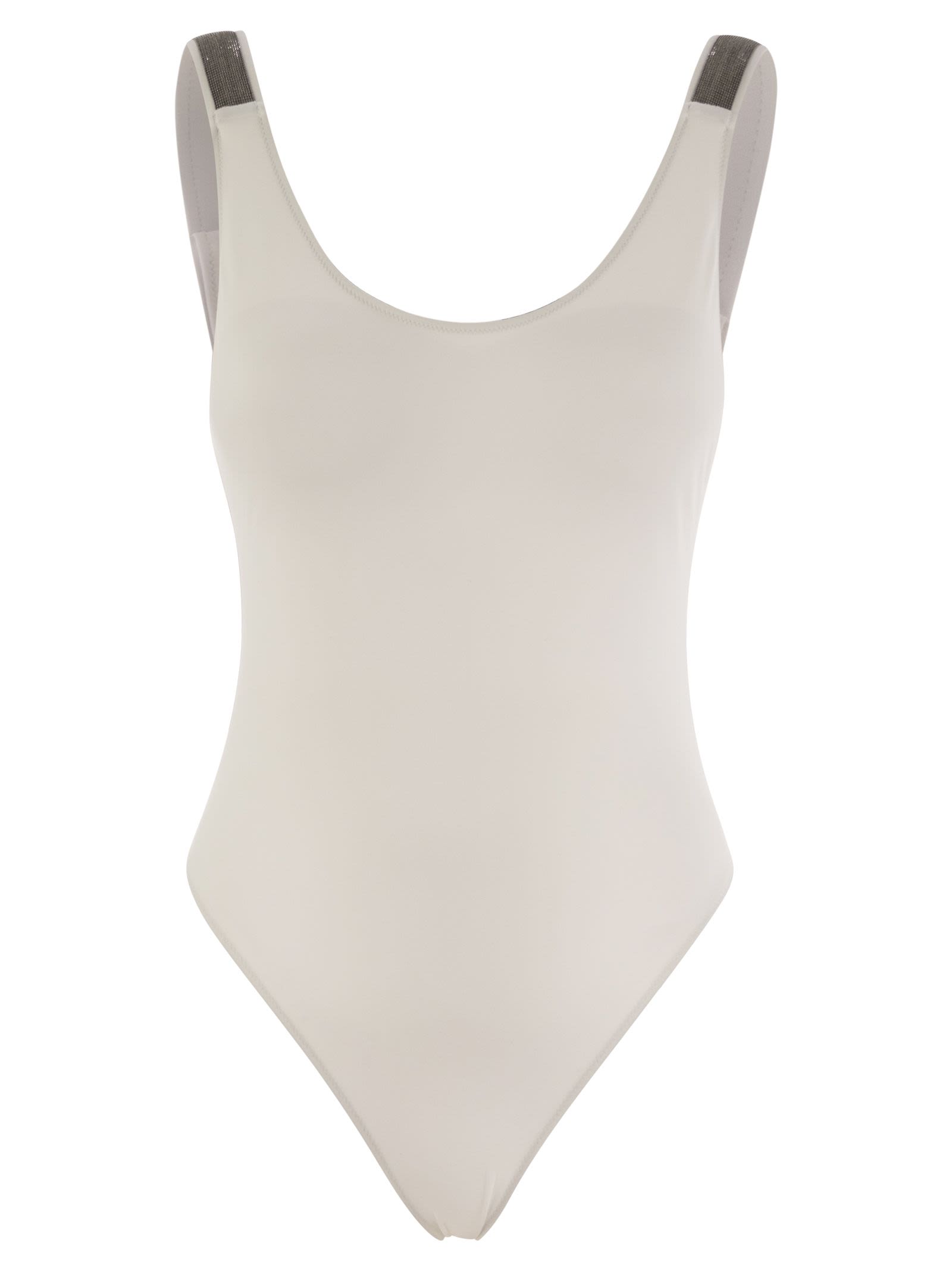 Brunello Cucinelli Women One-Piece Swimming Costume In Techno Jersey With Necklace BRUNELLO CUCINELLI